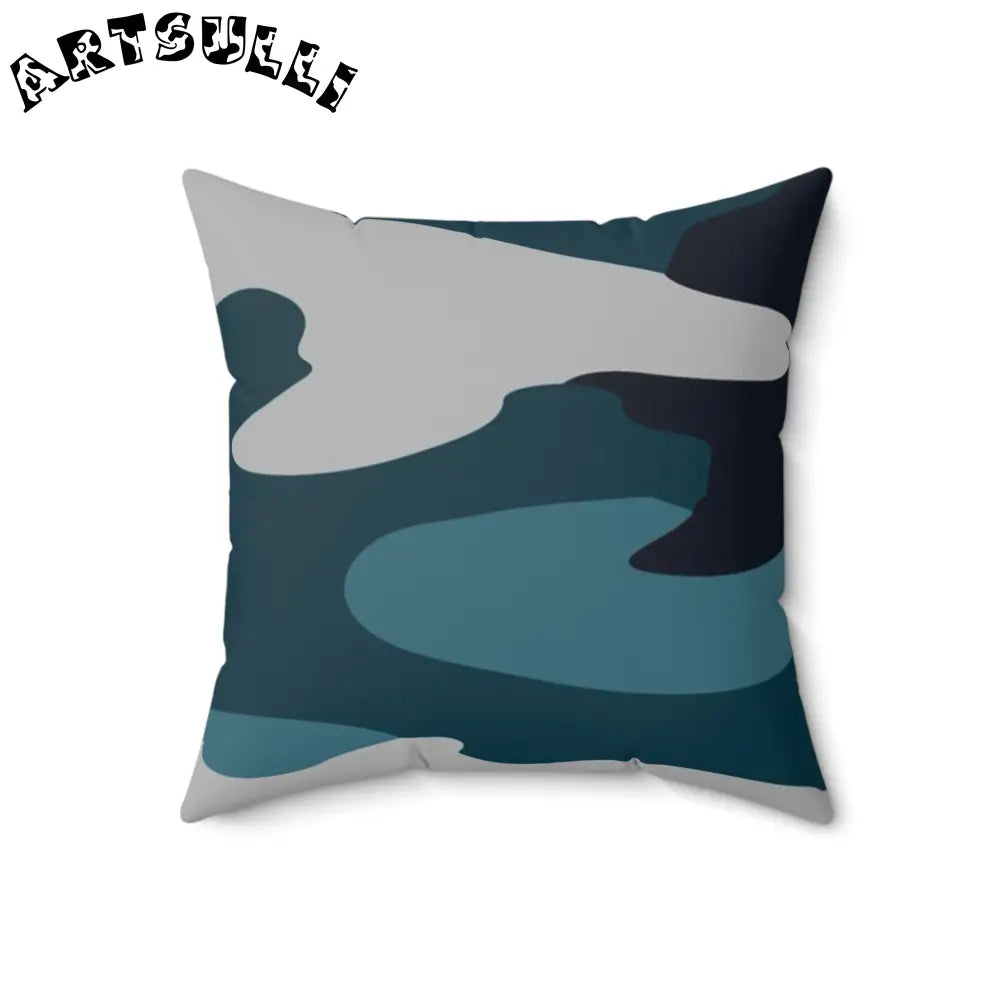 JAKKOUTTHEBXX Blue Camouflage Spun Polyester Square Pillow