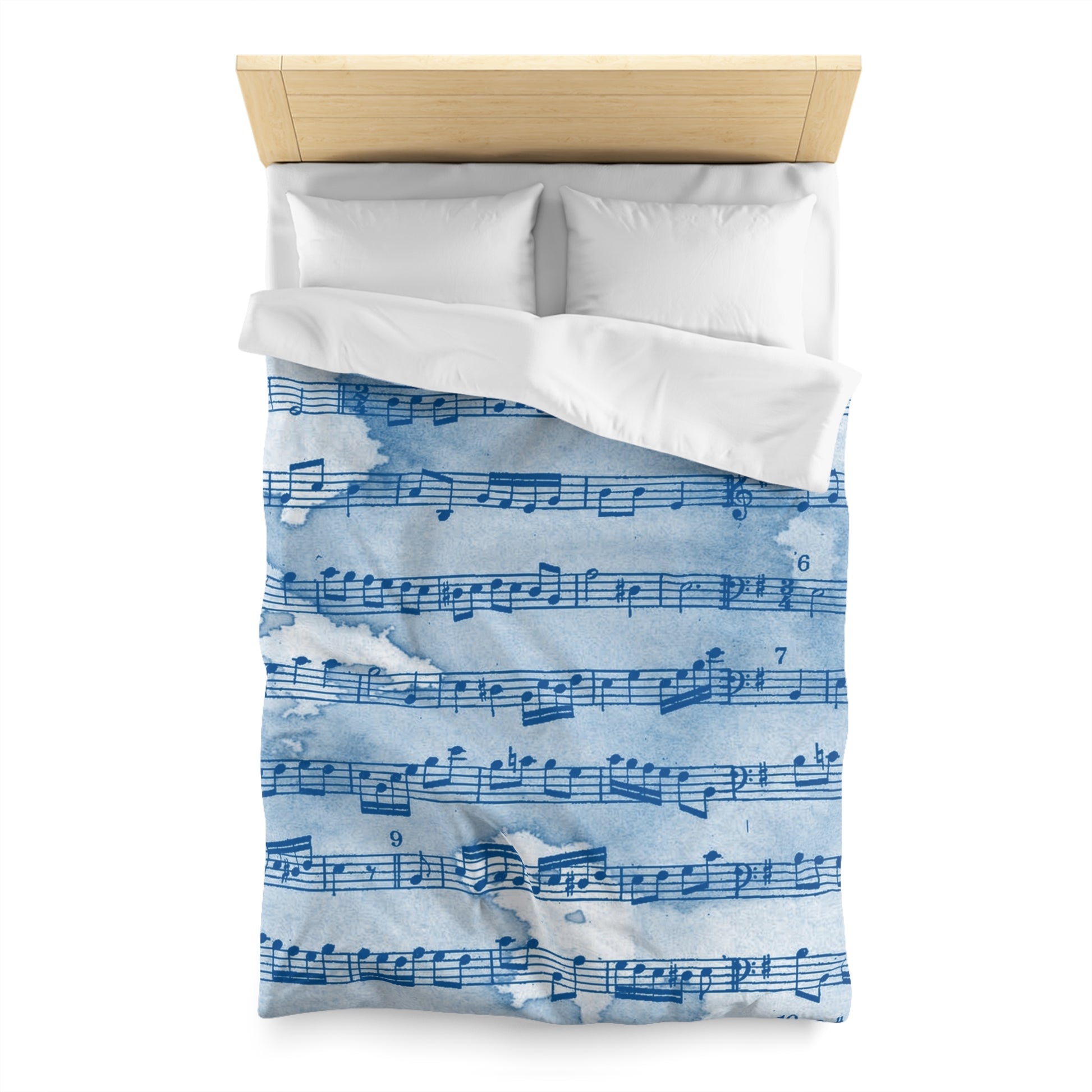 Drip Spill Type Beat Sheet Music Blue Microfiber Duvet Cover, Artsulli - Art is Long, Life is Short, Home Decor, , , , , , , 