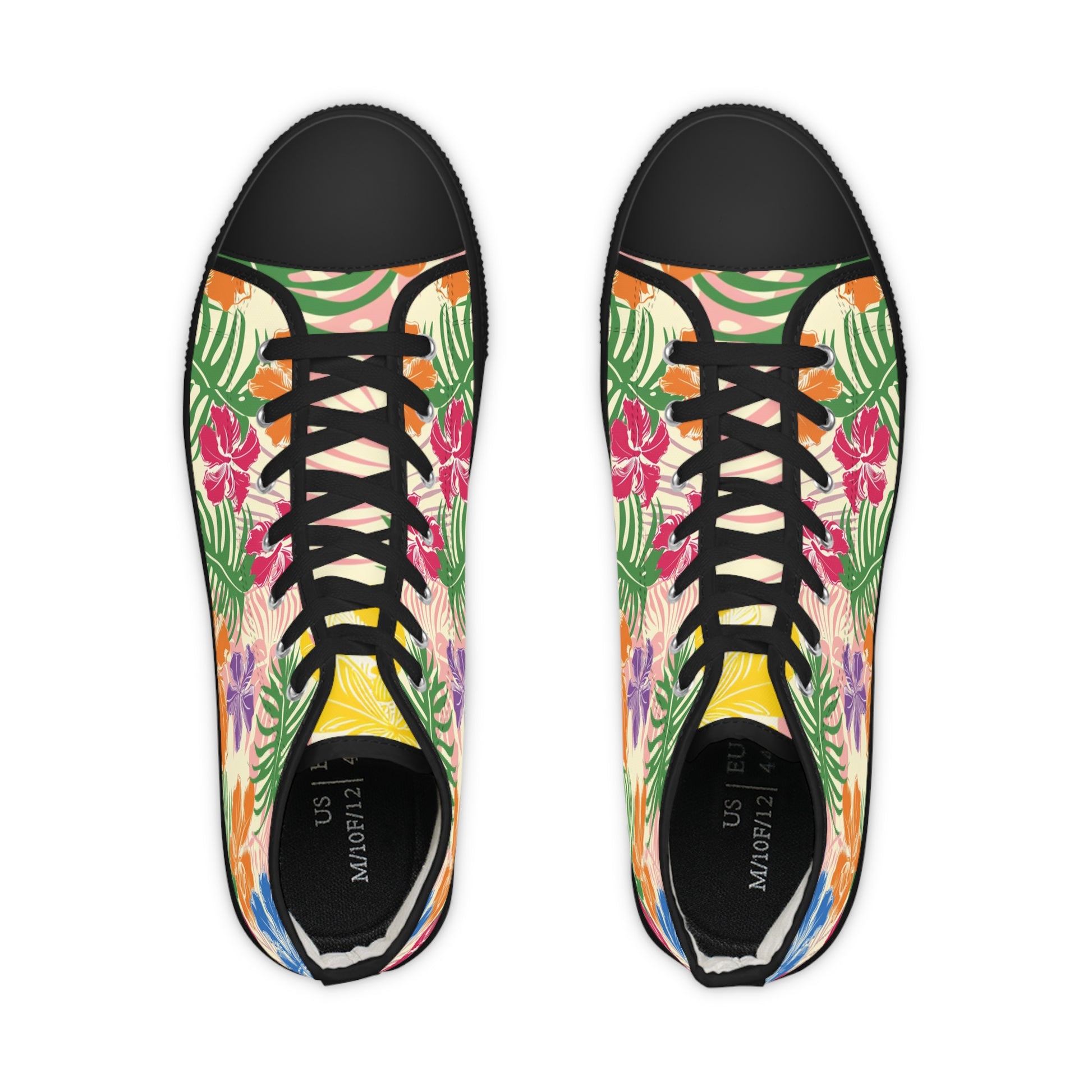 Blooming Tropical Flowers Men's High Top Sneakers, Artsulli - Art is Long, Life is Short, Shoes, , , , , , , 