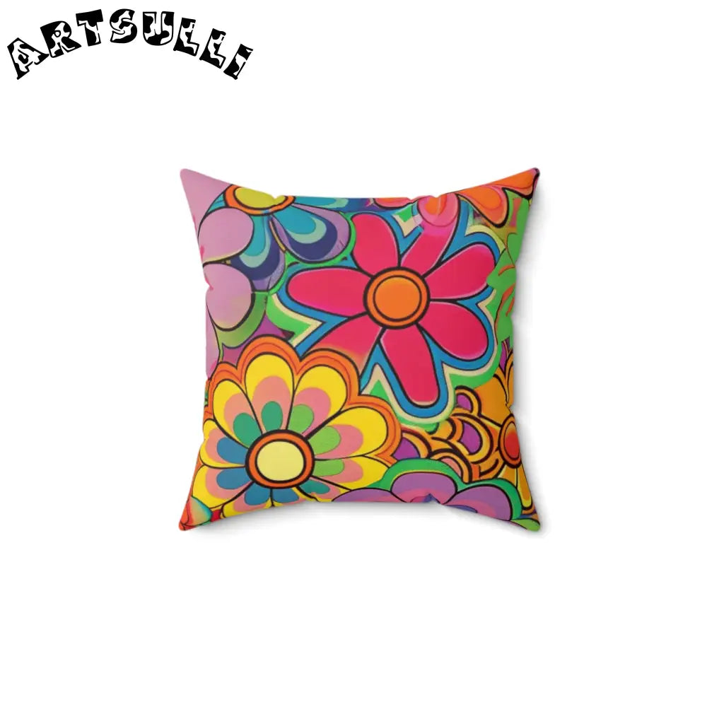 JAKKOUTTHEBXX Chromatic Daisy Dream Spun Polyester Square Pillow