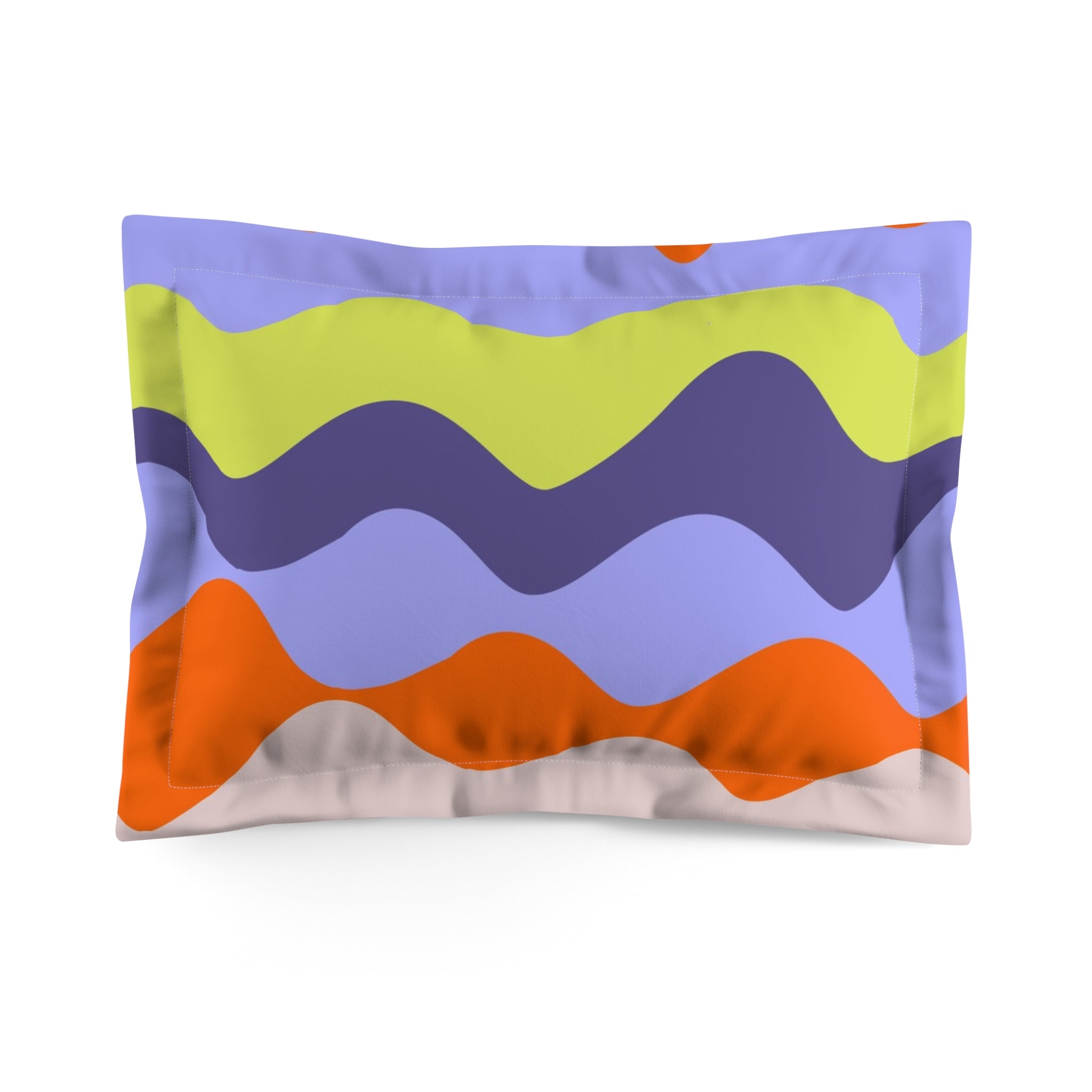 Waves Yellow and Blue Microfiber Pillow Sham, Artsulli - Art is Long, Life is Short, Home Decor, Size, Standard, , , , , 26657904208644783038