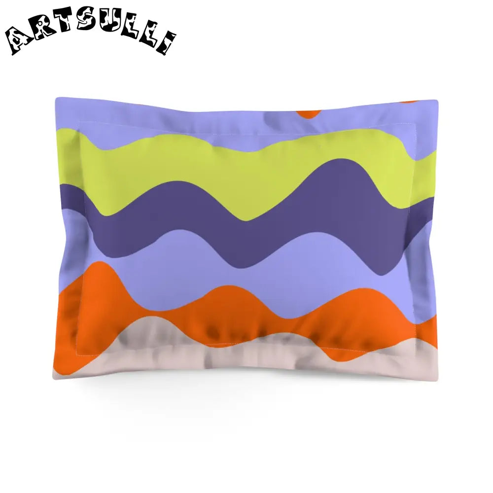 JAKKOUTTHEBXX Waves Yellow and Blue Microfiber Pillow Sham