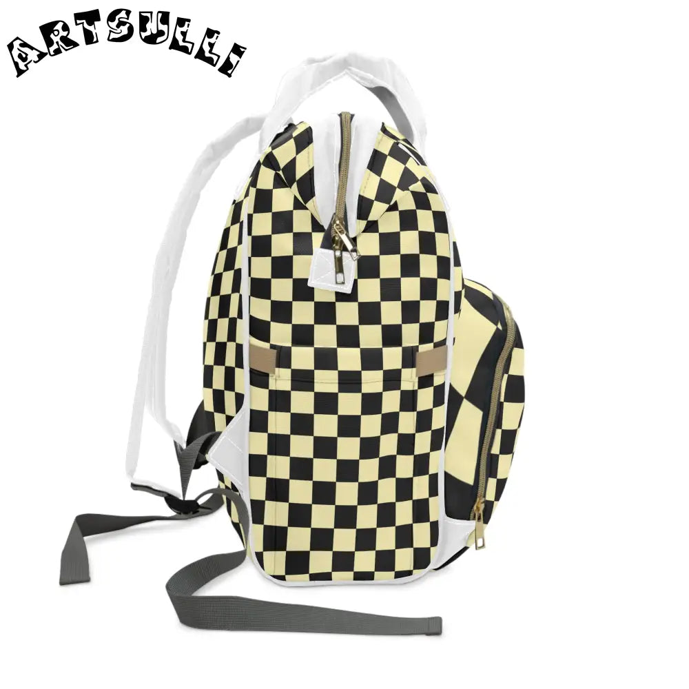 JAKKOUTTHEBXX Checkerboard Black and Yellow Multifunctional Diaper
