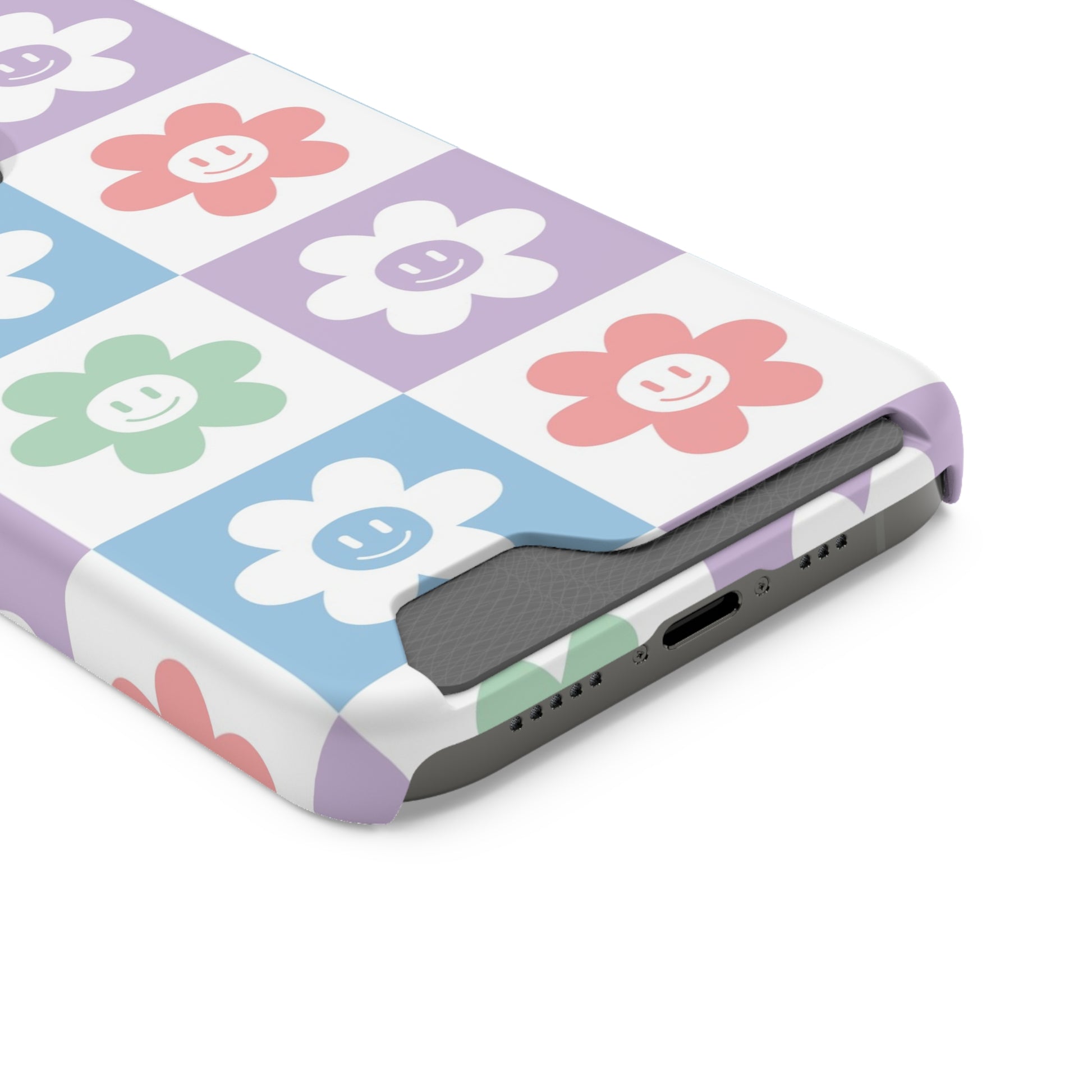 Chessboard x Smiley Face Flowers Multi-Color Phone Case With Card Holder, Artsulli - Art is Long, Life is Short, Phone Case, , , , , , , 