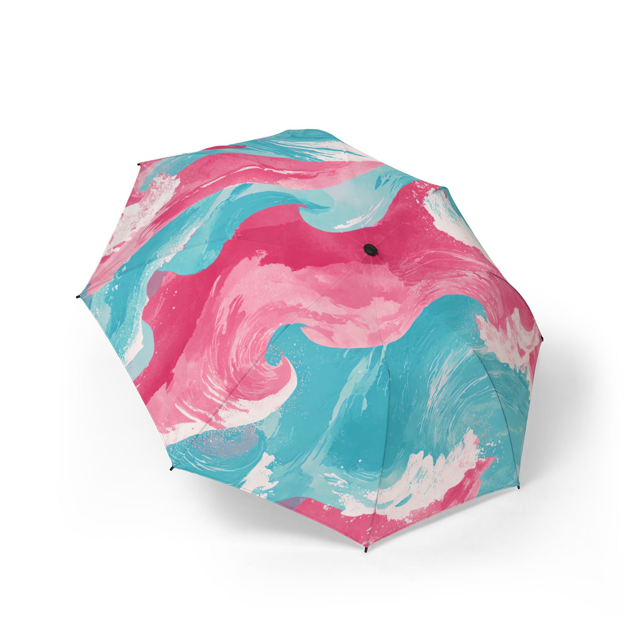 The Great Pastelwave Pink and Blue Semi-Automatic Foldable Umbrella, Artsulli - Art is Long, Life is Short, Accessories, Size, One size, , , , , 99653360460520851109