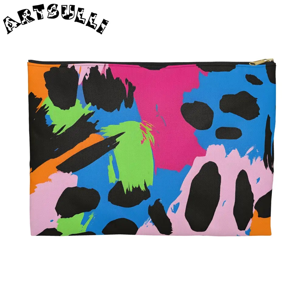 90s Neon Accessory Pouch, Artsulli - Art is Long, Life is Short, Bags, Size, Large, Color, Black zipper, , , 59608430763101795237