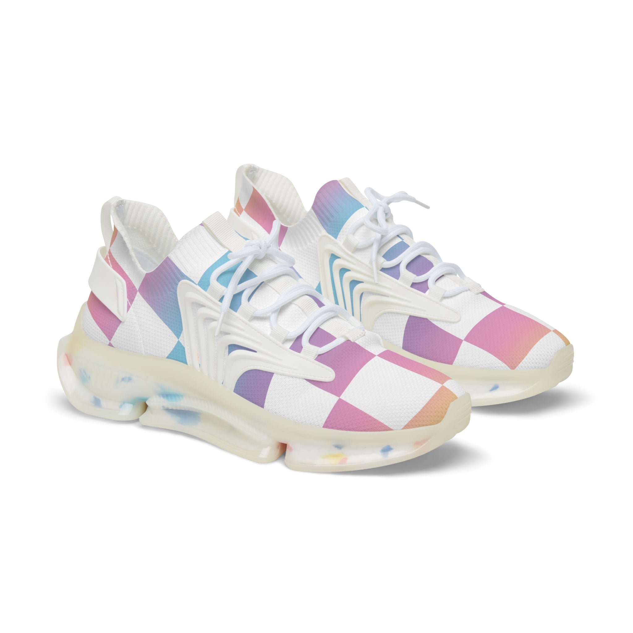 Vaporwave Check Men's Mesh Sneakers, Artsulli - Art is Long, Life is Short, Shoes, Color, White sole, Size, US 5, , , 26601853799406464456