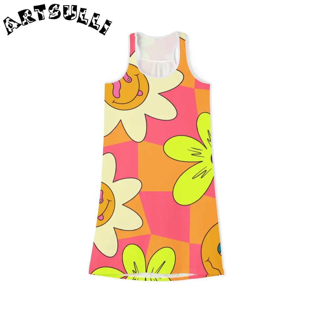 JAKKOUTTHEBXX Trippy Sour Face Rave Women’s Racerback Dress (AOP)