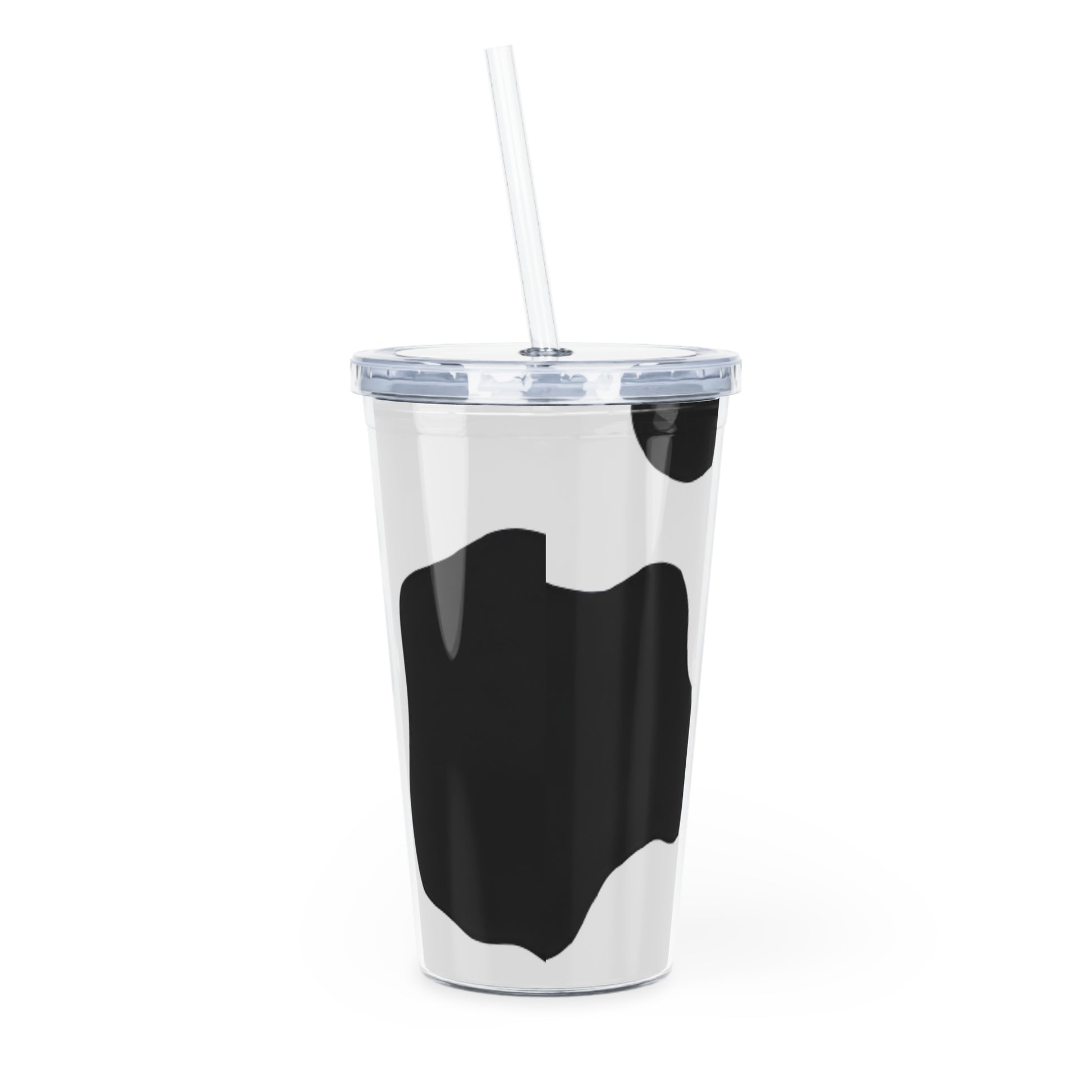 Cow Print Focus Plastic Tumbler with Straw, Artsulli - Art is Long, Life is Short, Mug, , , , , , , 