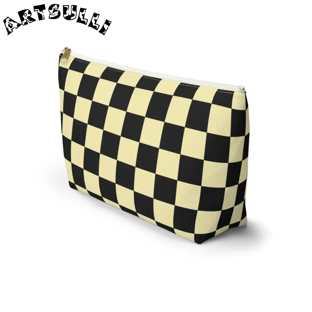 JAKKOUTTHEBXX Checkerboard Black and Yellow Accessory Pouch w