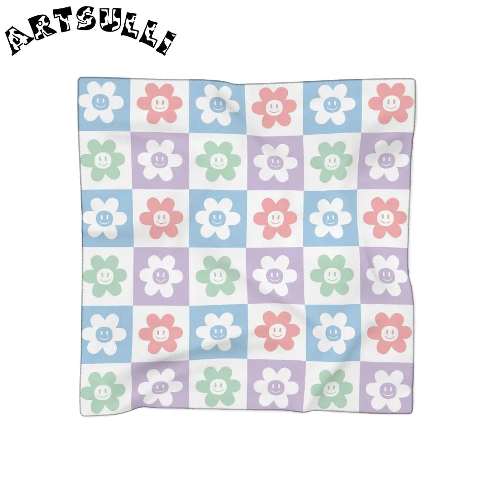 JAKKOUTTHEBXX Checkered Pastel Flower Scarf 2025