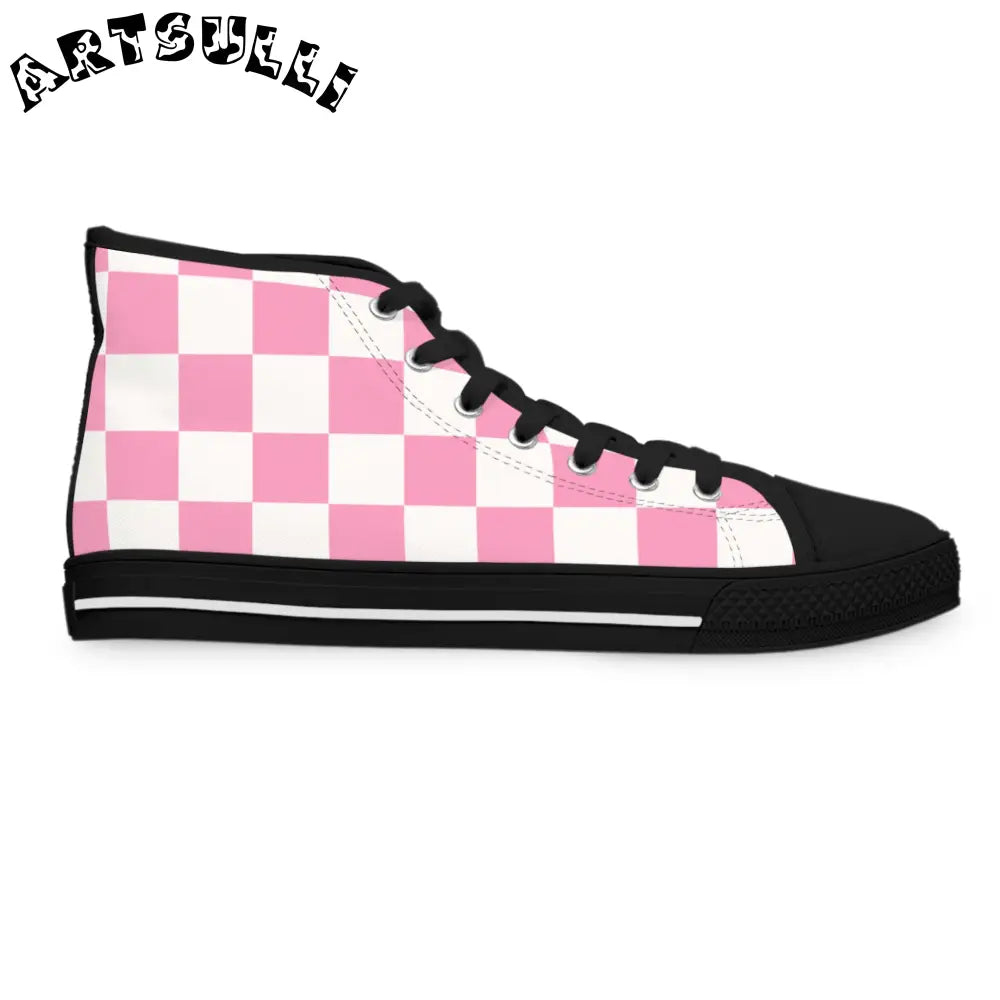 JAKKOUTTHEBXX Checkerboard Hot Pink and White Women’s High Top