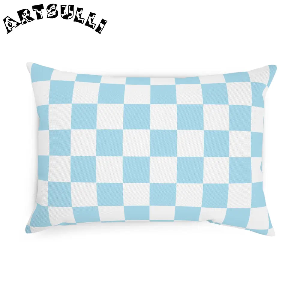 JAKKOUTTHEBXX Checkerboard Sky Blue Cushion JAKKOUTTHEBXX Artsulli