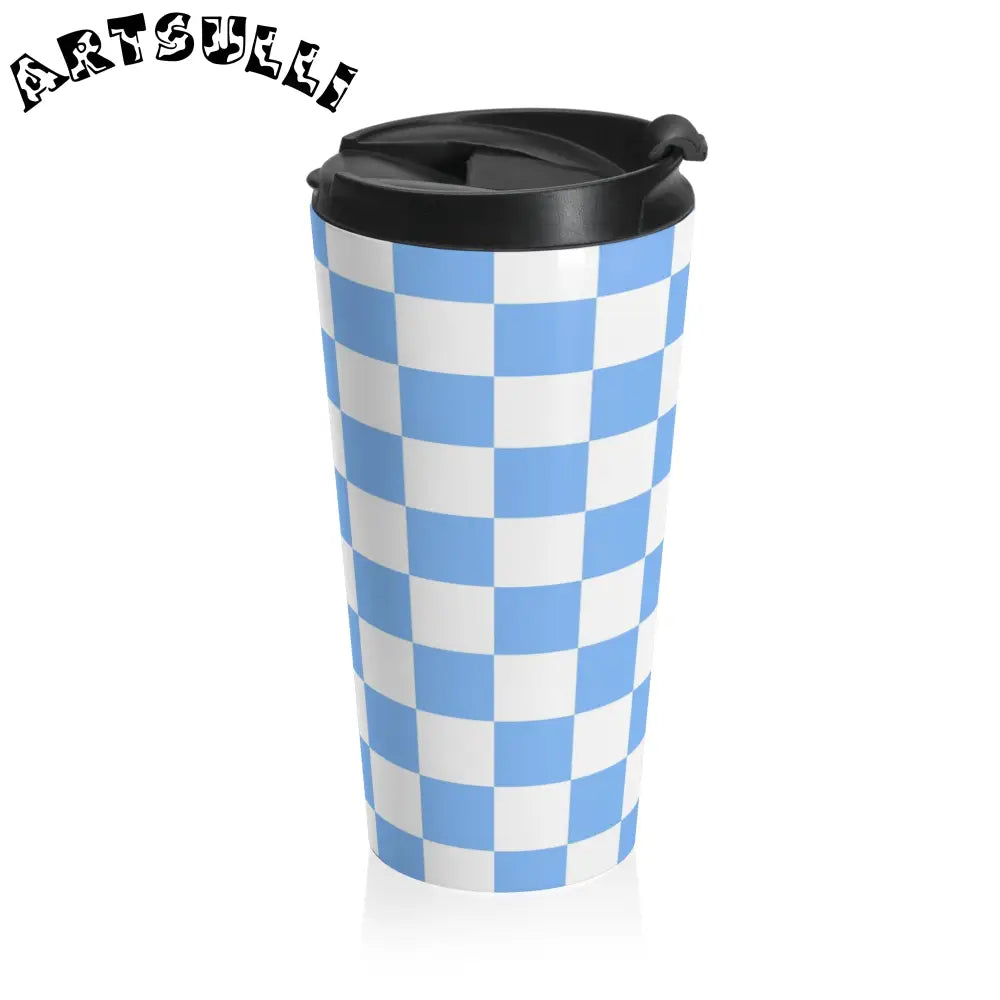 JAKKOUTTHEBXX Checkerboard White and Light Blue Stainless Steel