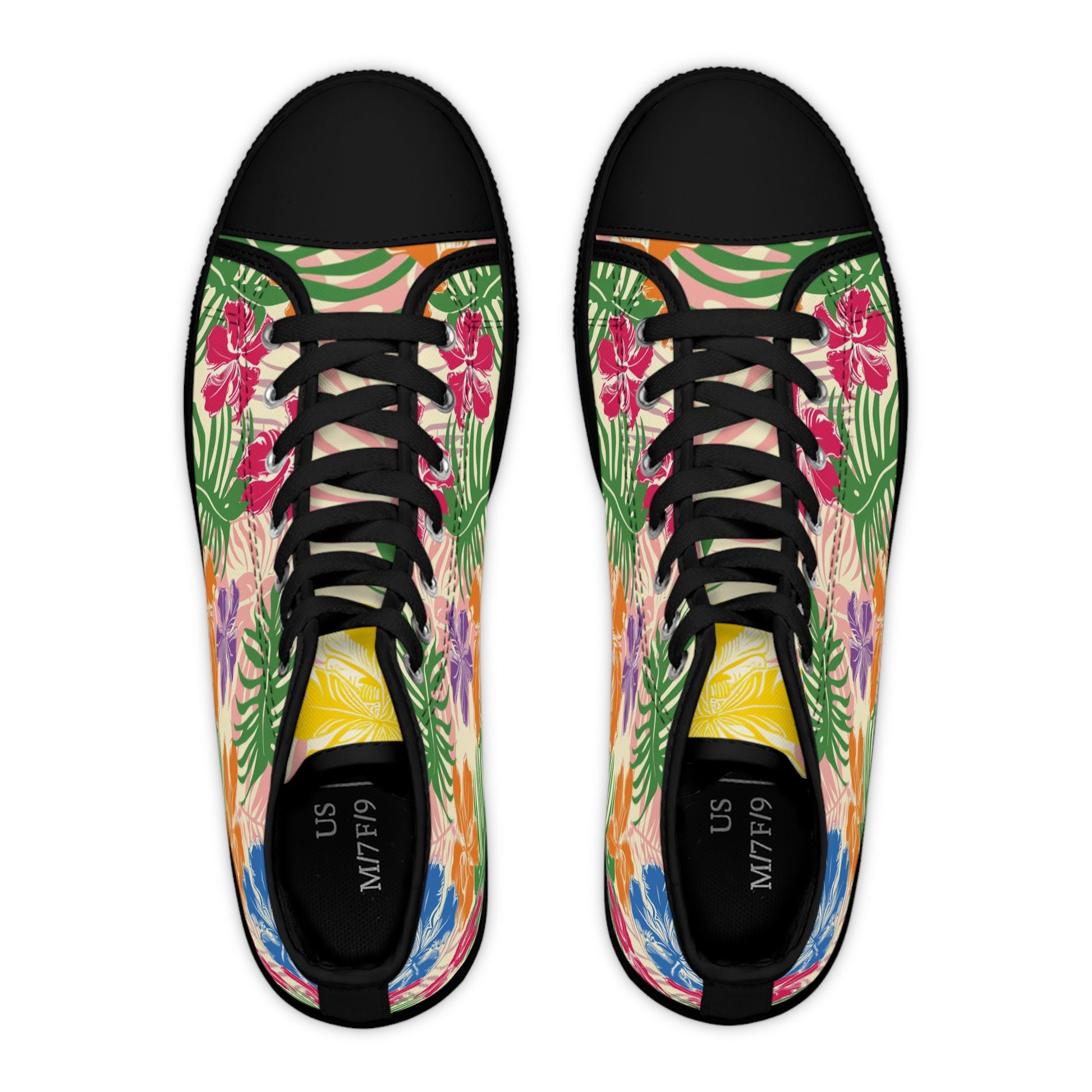Blooming Tropical Flowers Women's High Top Sneakers, Artsulli - Art is Long, Life is Short, Shoes, , , , , , , 