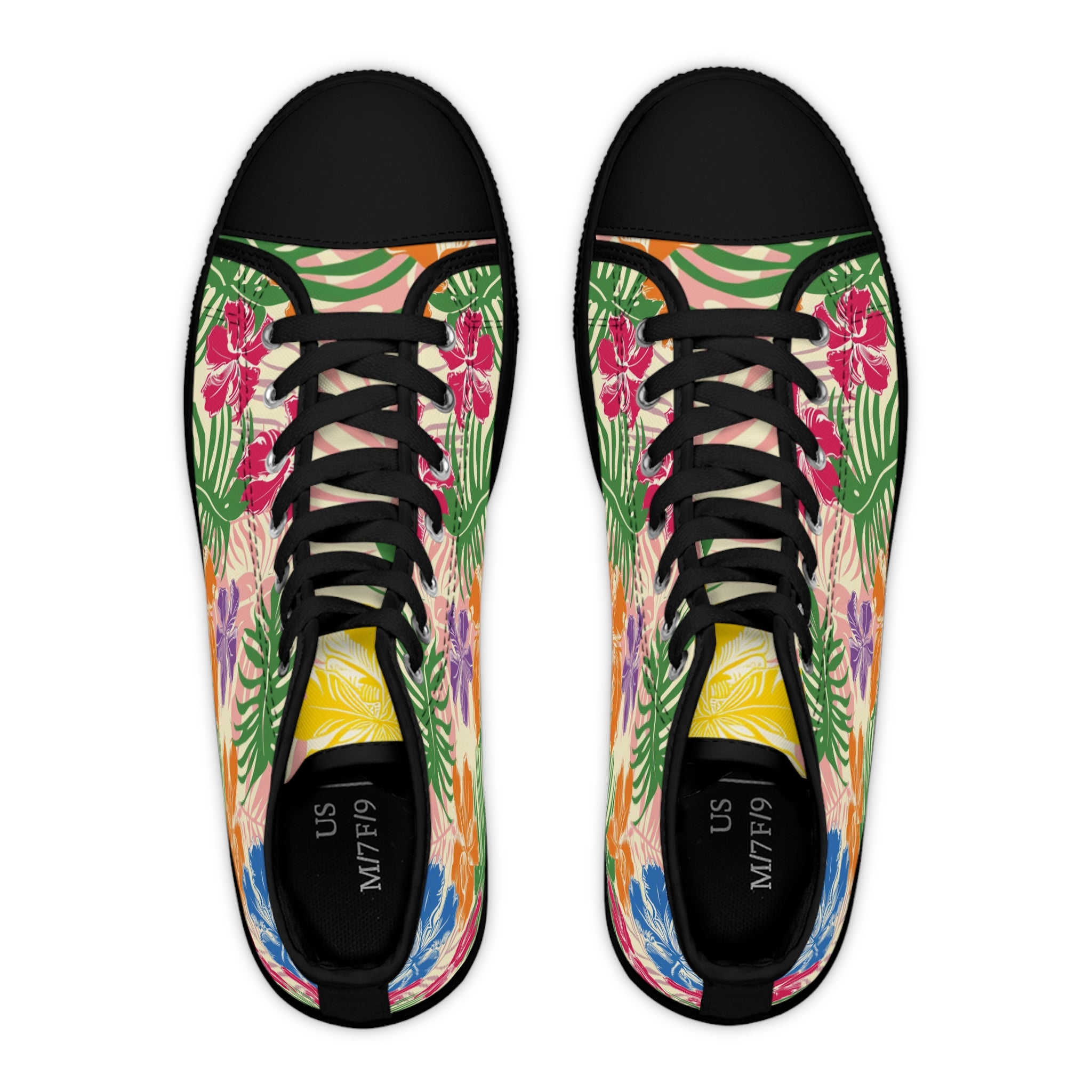 Blooming Tropical Flowers Women's High Top Sneakers, Artsulli - Art is Long, Life is Short, Shoes, , , , , , , 