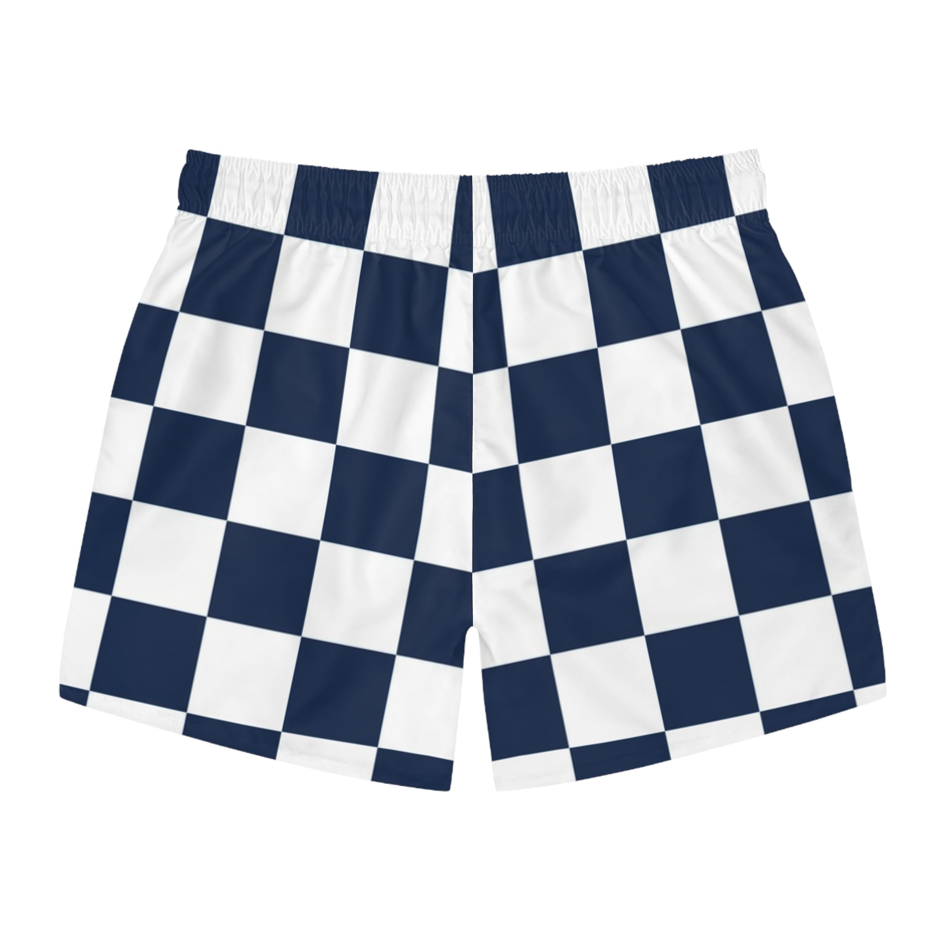 Checkerboard White and Navy Blue Swim Trunks (AOP), Artsulli - Art is Long, Life is Short, All Over Prints, , , , , , , 