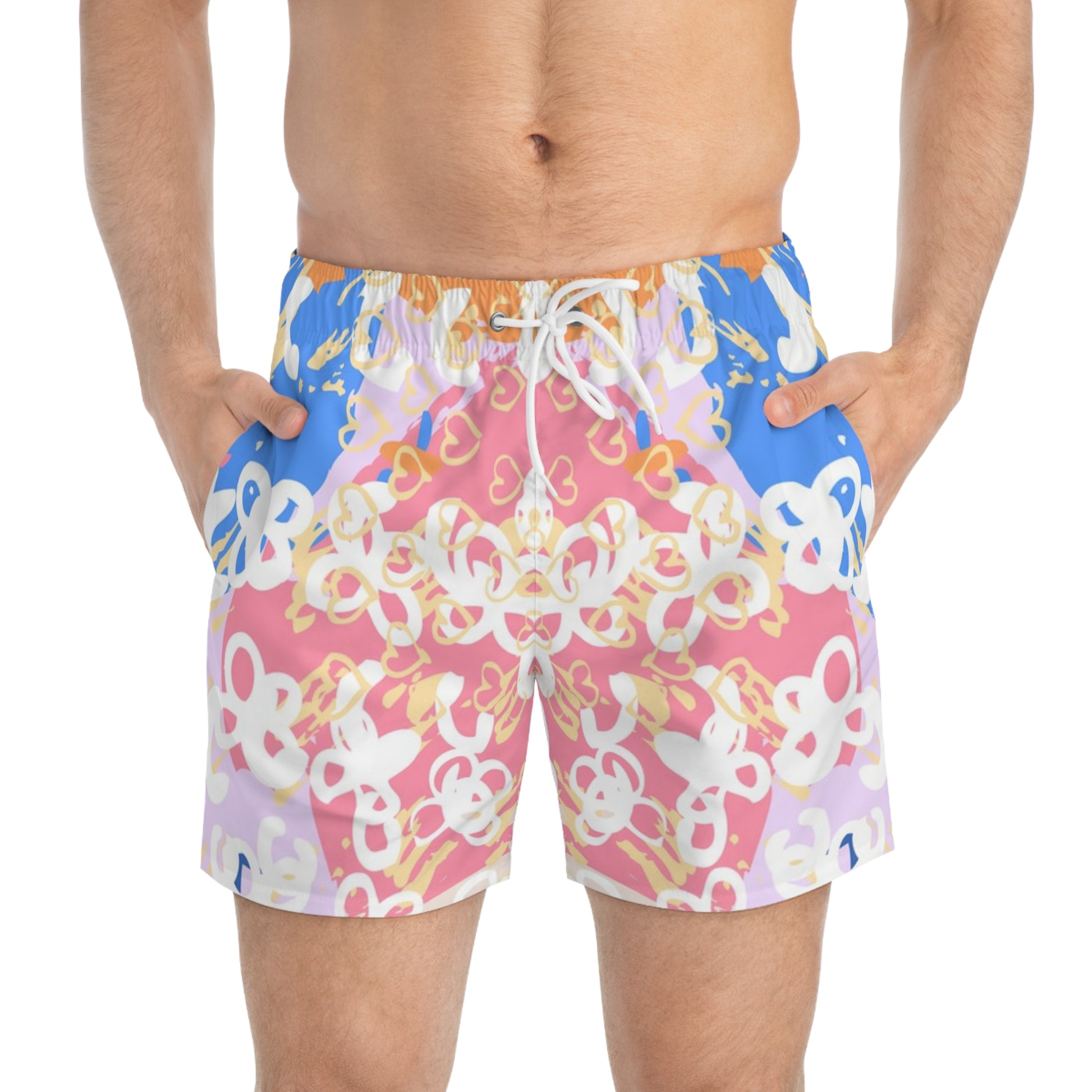 Flowers x Doodles x Hearts Multi-Color Swim Trunks (AOP), Artsulli - Art is Long, Life is Short, All Over Prints, , , , , , , 