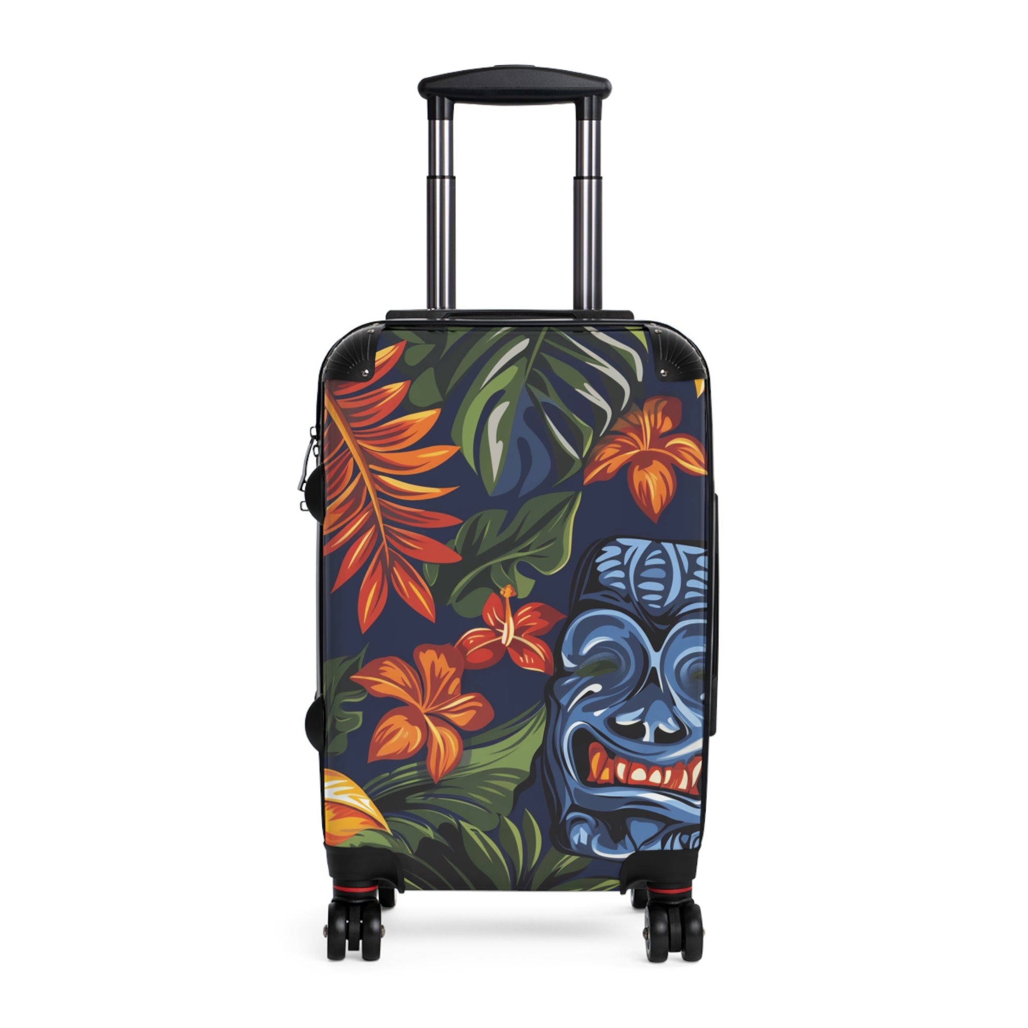 Tiki Bloom Navy Suitcase, Artsulli - Art is Long, Life is Short, Bags, Size, Small, Color, Black, , , 37814255495501053985