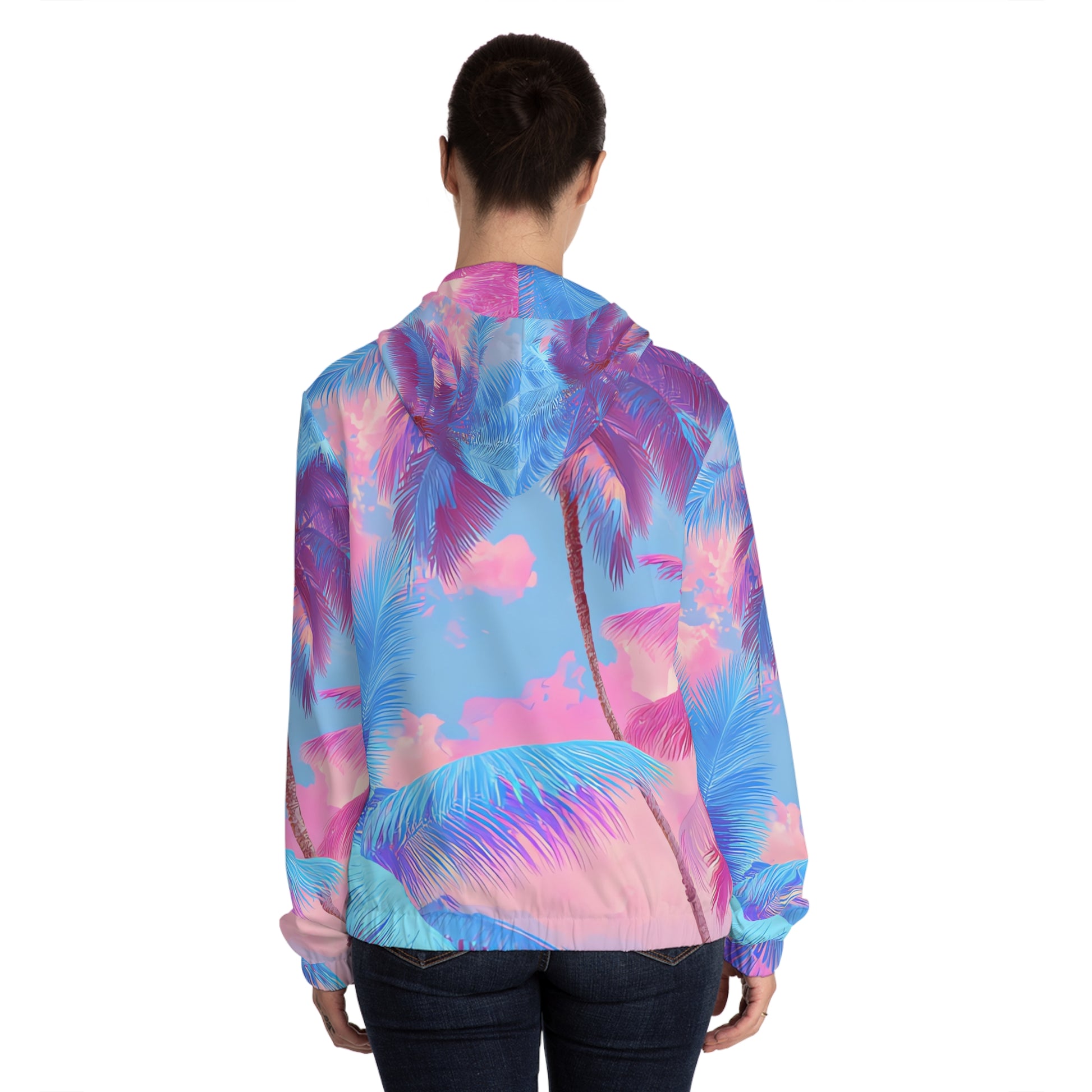 Ethereal Pastel Palms Women’s Full-Zip Hoodie (AOP), Artsulli - Art is Long, Life is Short, All Over Prints, , , , , , , 