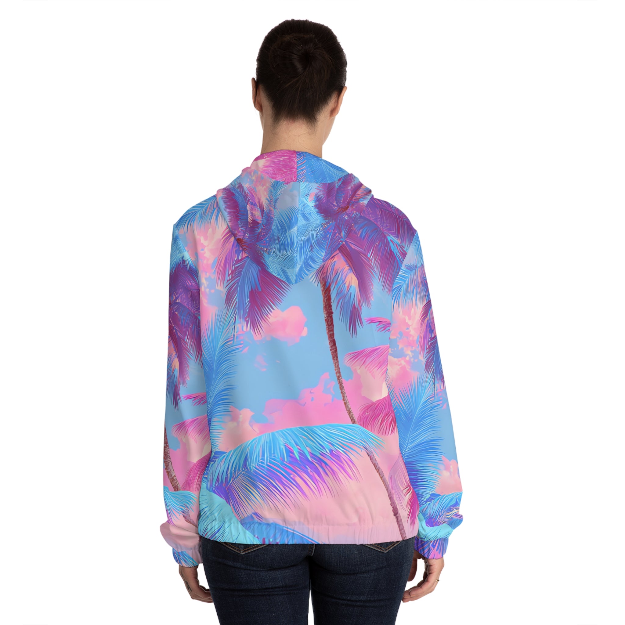 Ethereal Pastel Palms Women’s Full-Zip Hoodie (AOP), Artsulli - Art is Long, Life is Short, All Over Prints, , , , , , , 