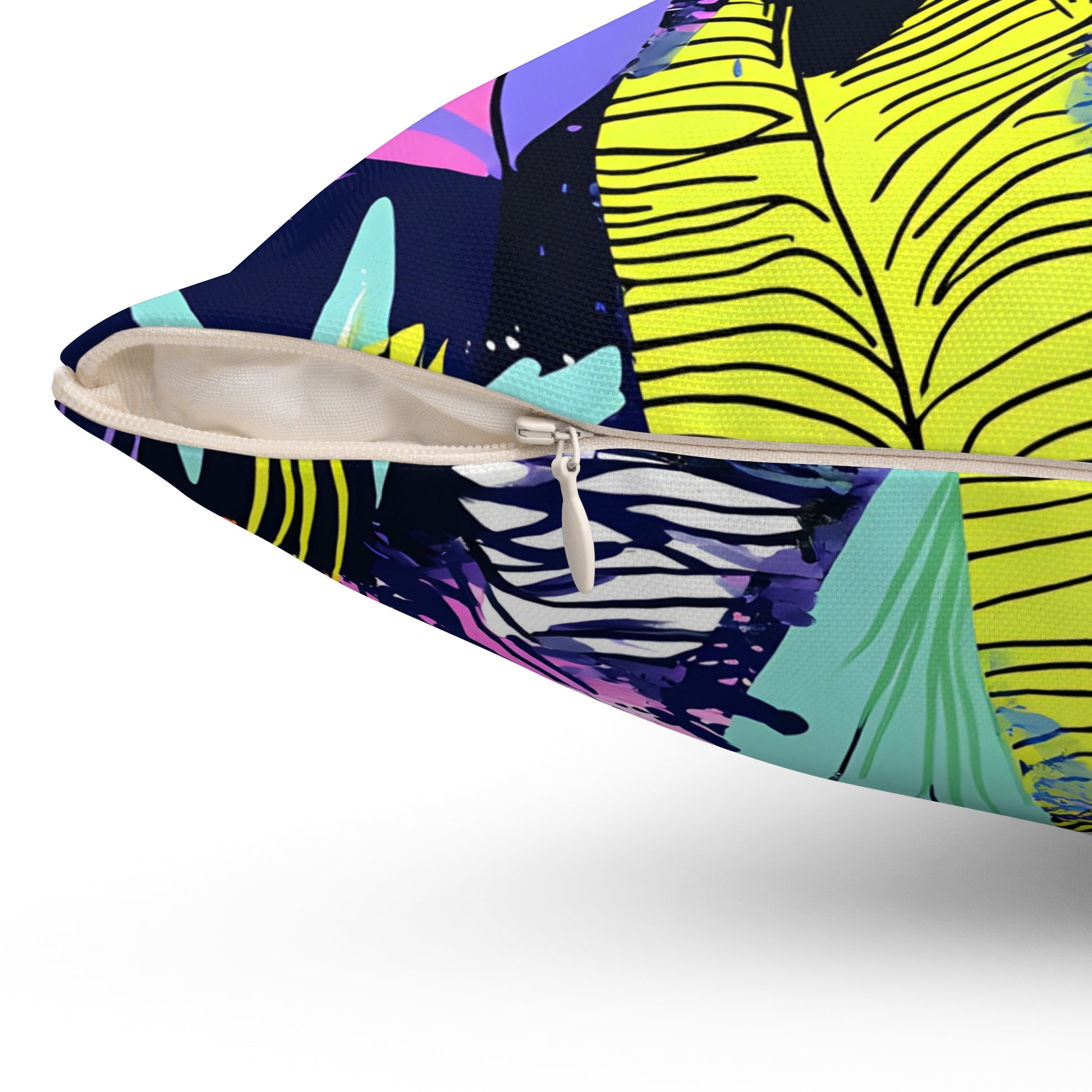 Dark Neon Rainforest Spun Polyester Square Pillow, Artsulli - Art is Long, Life is Short, Home Decor, , , , , , , 