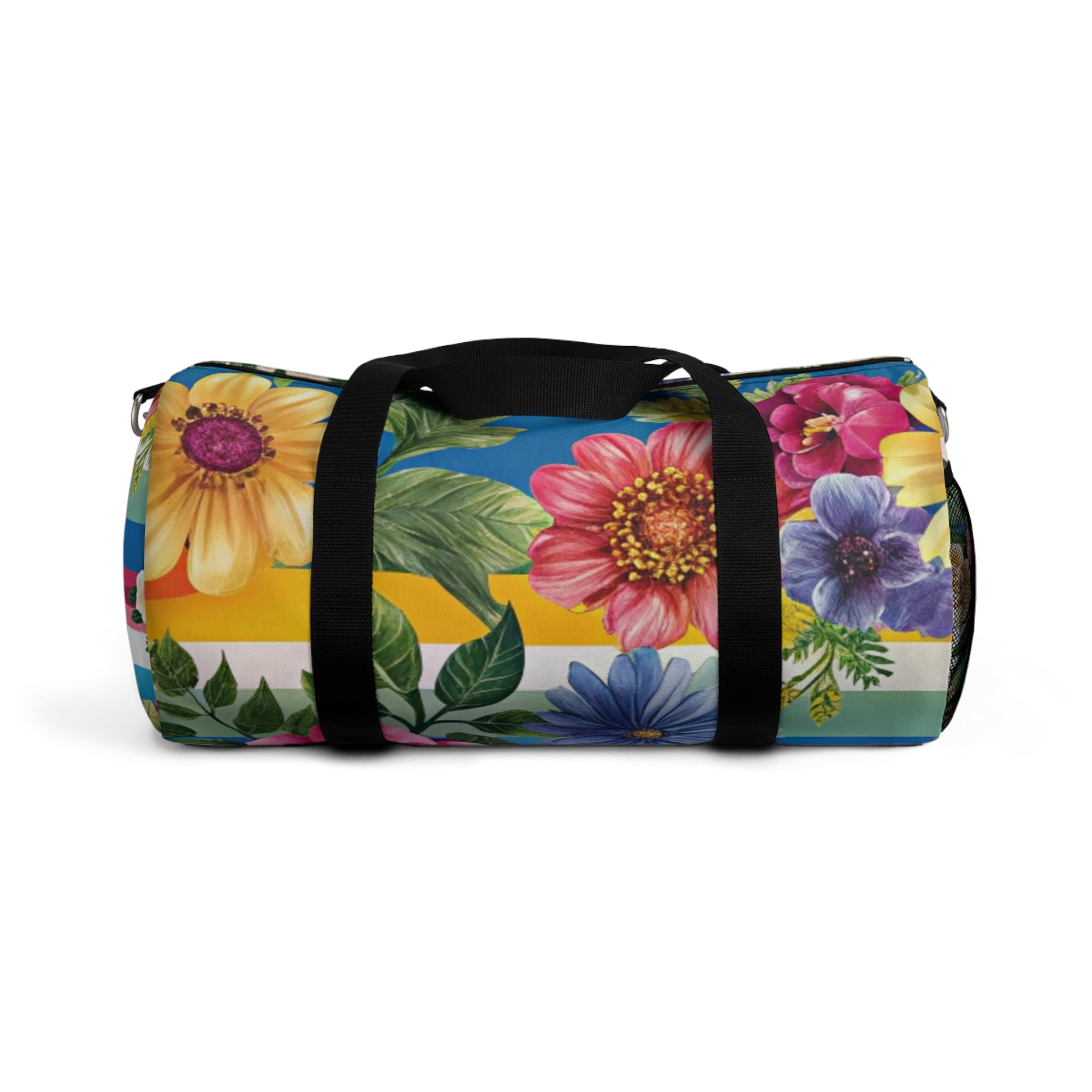 Floral Stripe 4K Duffel Bag, Artsulli - Art is Long, Life is Short, Bags, Size, Small, , , , , 10036607512127114384