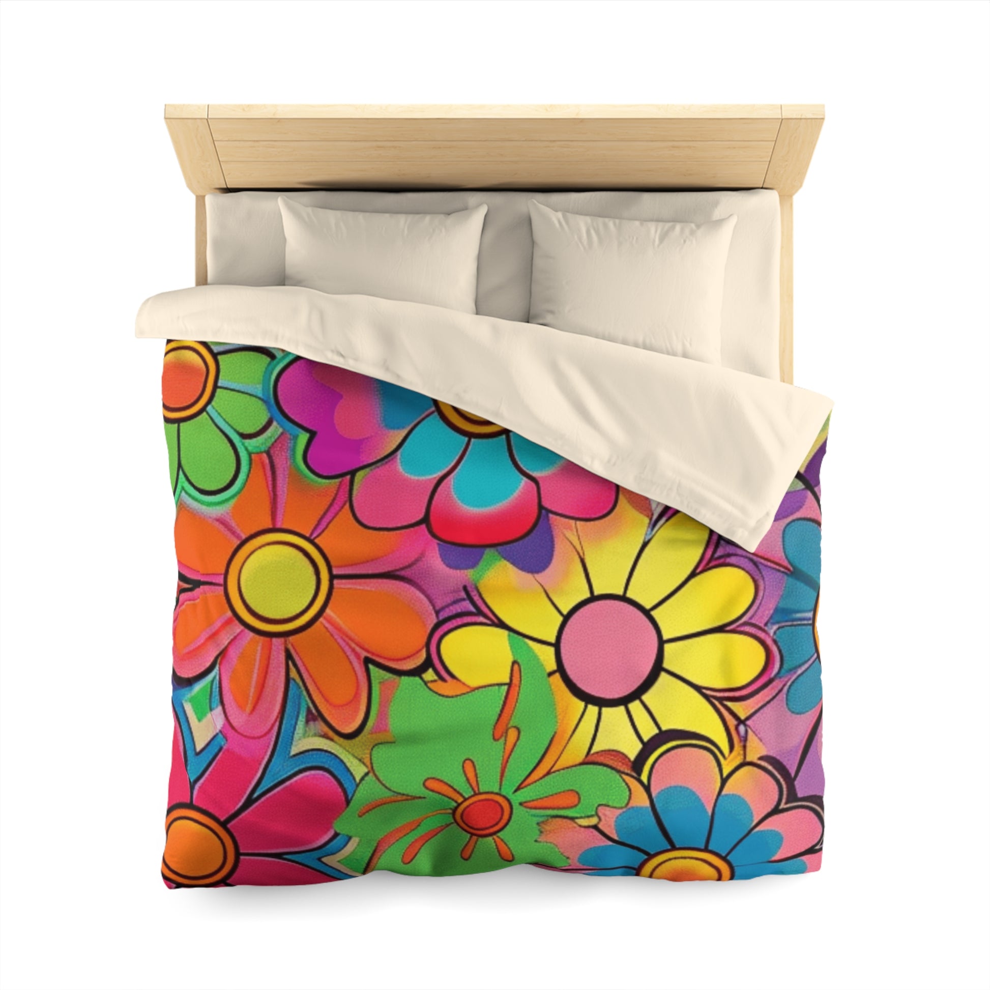 Chromatic Daisy Dream Microfiber Duvet Cover, Artsulli - Art is Long, Life is Short, Home Decor, , , , , , , 
