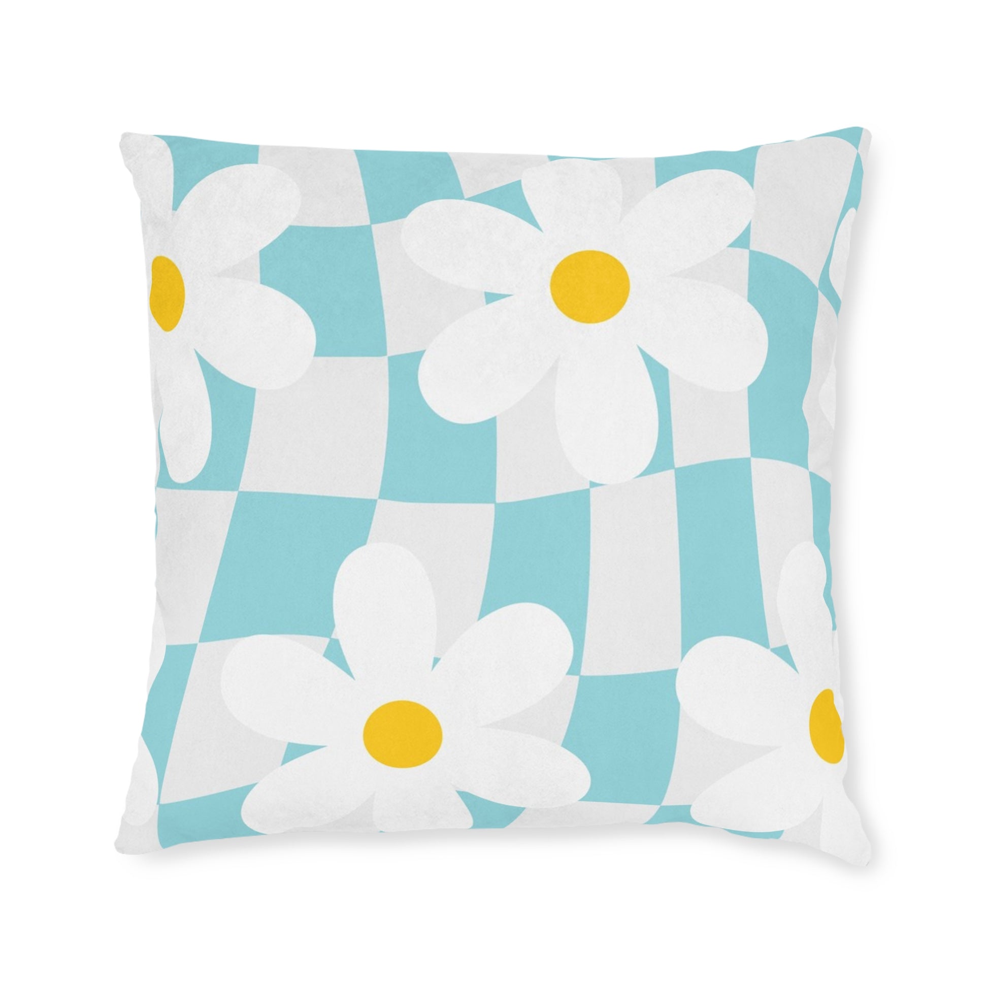 Trippy Check Garden Square Pillow, Artsulli - Art is Long, Life is Short, Home Decor, Size, 22" × 22", , , , , 25639396500850570261