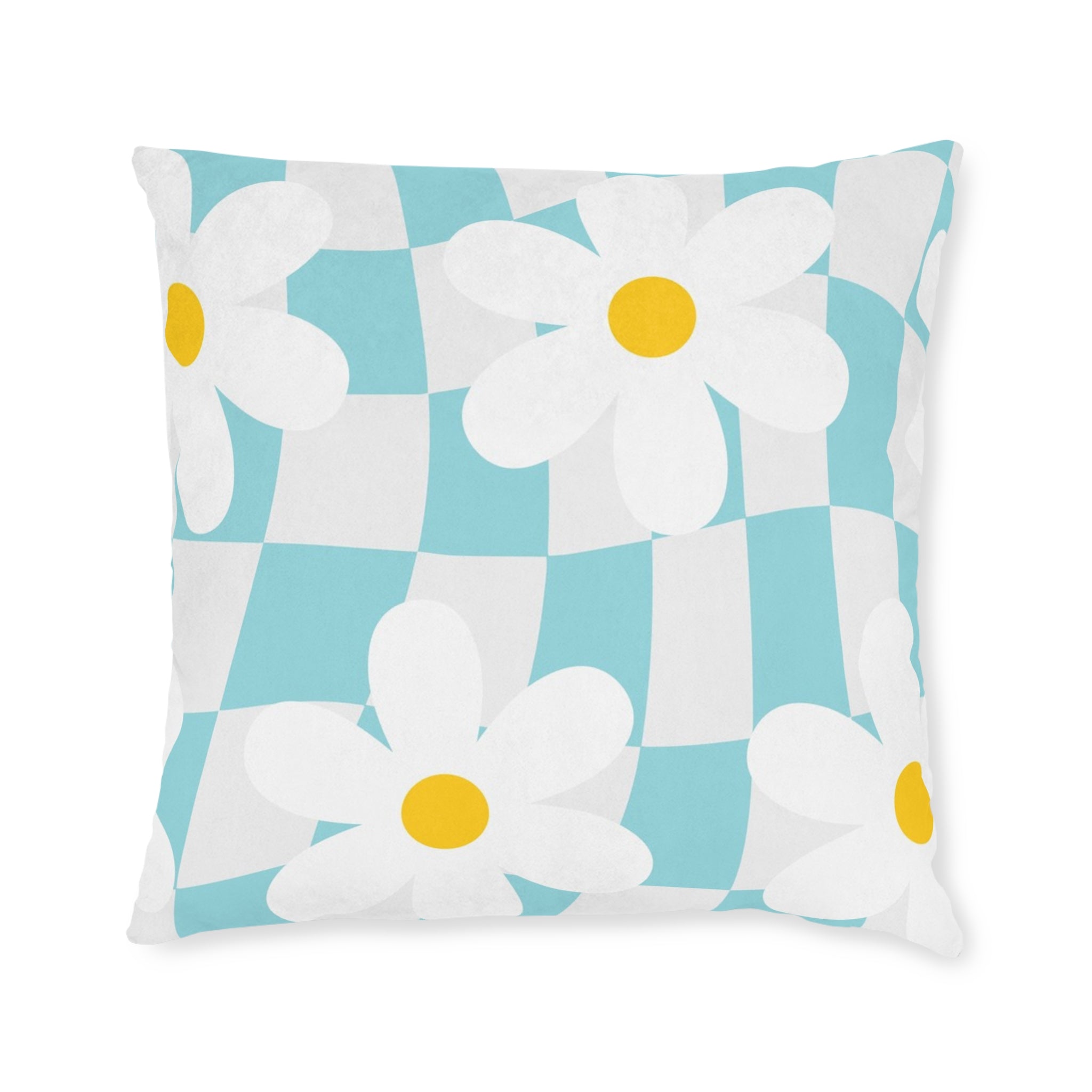 Trippy Check Garden Square Pillow, Artsulli - Art is Long, Life is Short, Home Decor, Size, 22" × 22", , , , , 25639396500850570261