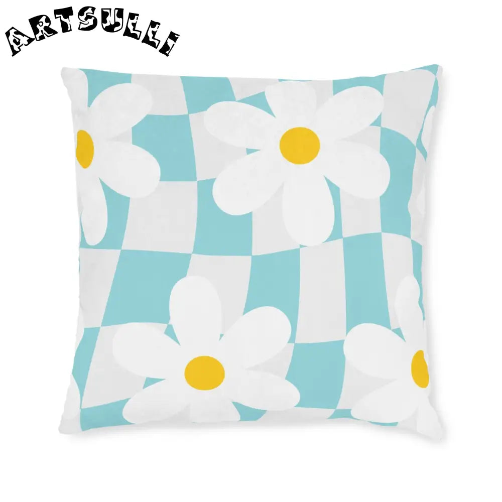 JAKKOUTTHEBXX Trippy Check Garden Square Pillow JAKKOUTTHEBXX