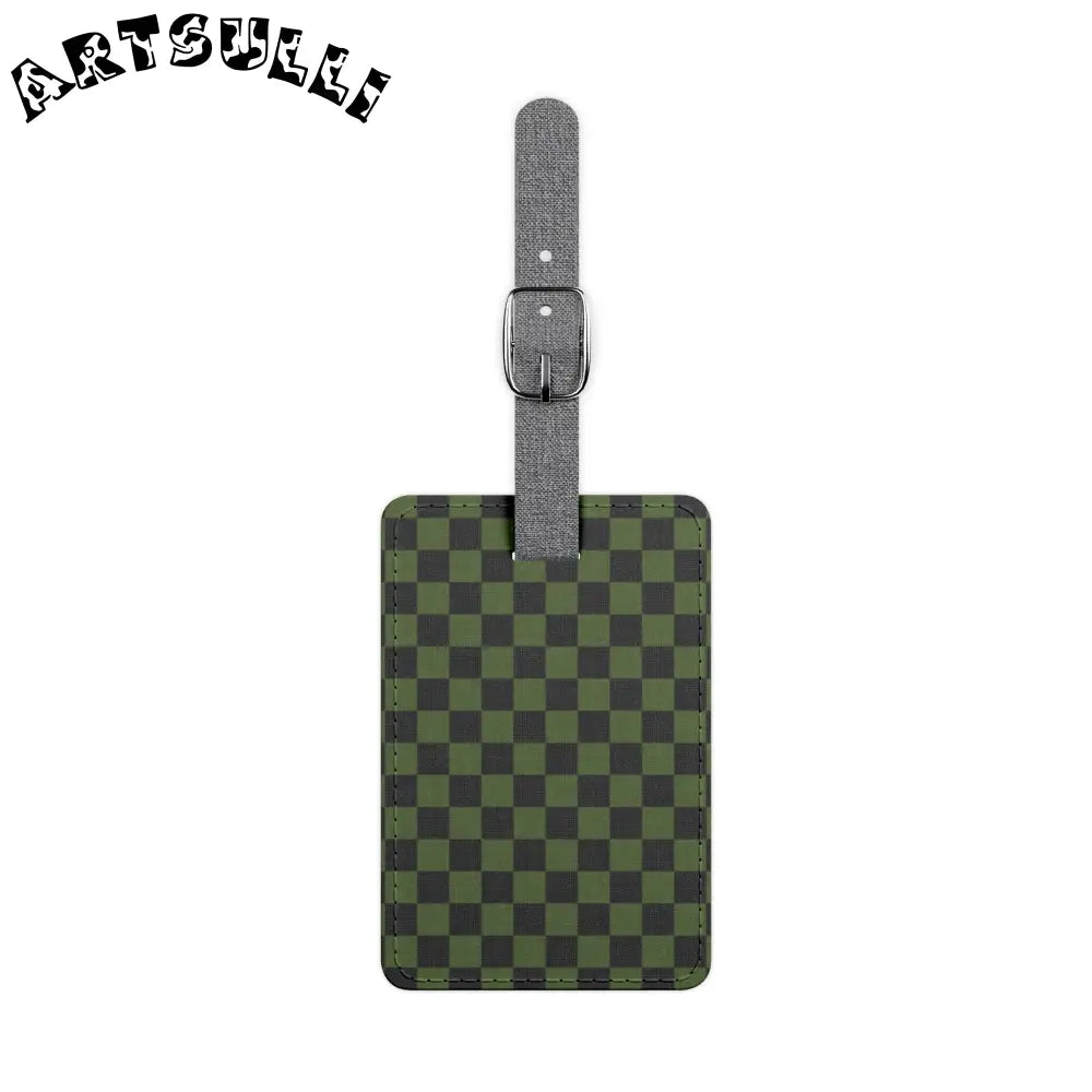 JAKKOUTTHEBXX Checkerboard Olive Green and Black Saffiano Polyester
