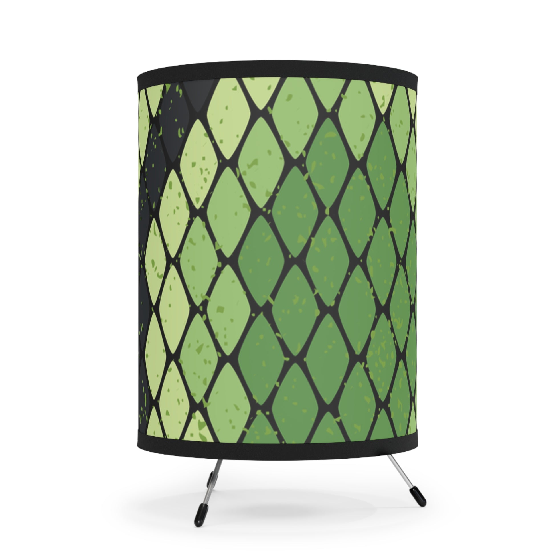Snake Skin Green and Black Tripod Lamp with High-Res Printed Shade, US\CA plug, Artsulli - Art is Long, Life is Short, Home Decor, , , , , , , 