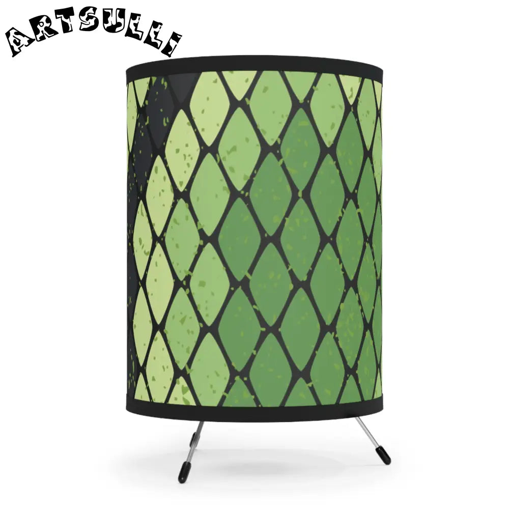 JAKKOUTTHEBXX Snake Skin Green and Black Tripod Lamp with High-Res