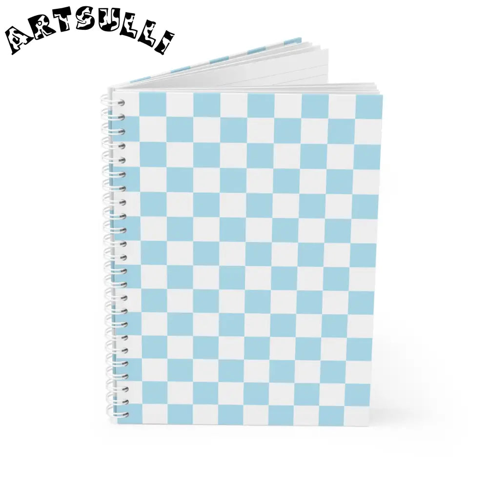 JAKKOUTTHEBXX Checkerboard Sky Blue Spiral Notebook JAKKOUTTHEBXX