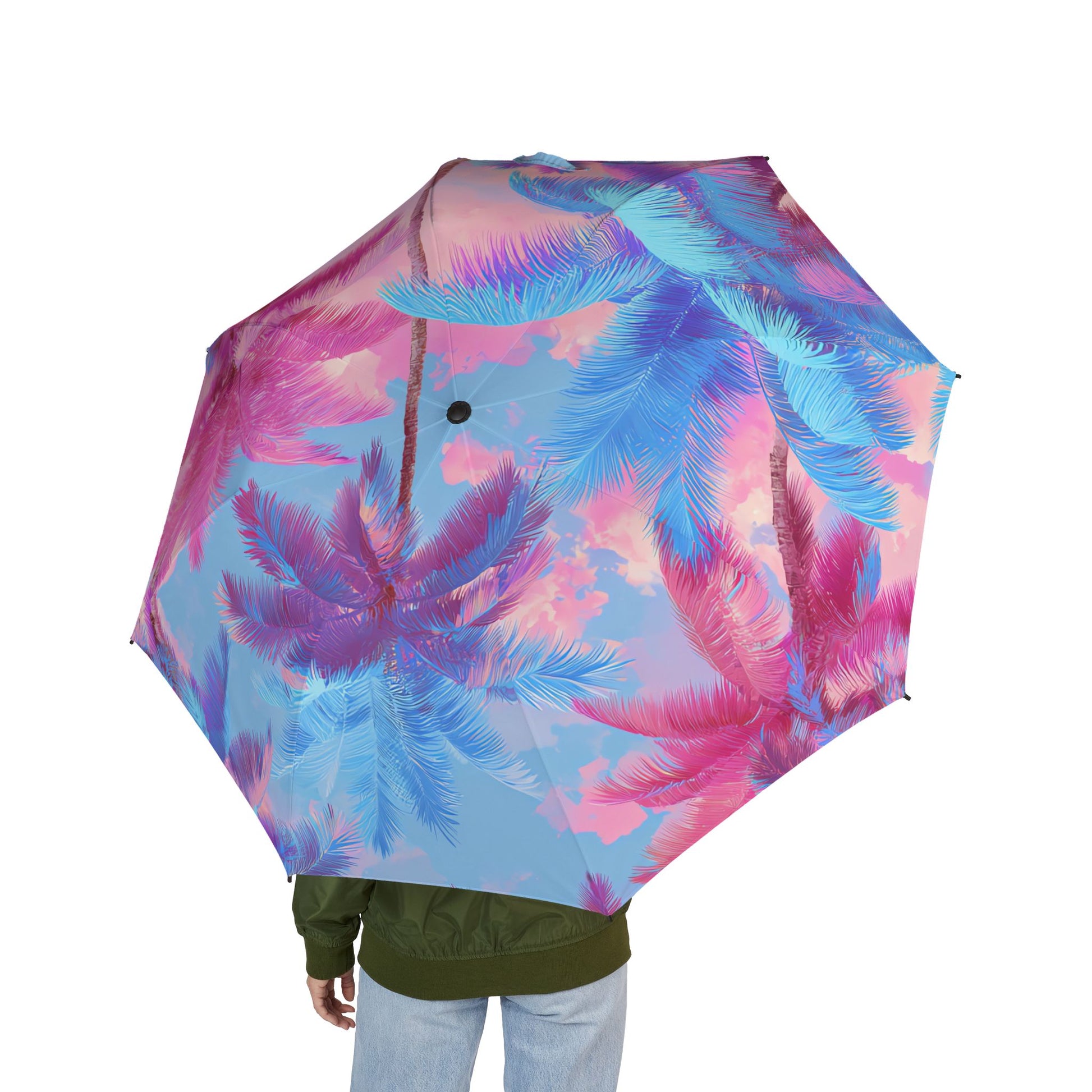 Ethereal Pastel Palms Semi-Automatic Foldable Umbrella, Artsulli - Art is Long, Life is Short, Accessories, , , , , , , 