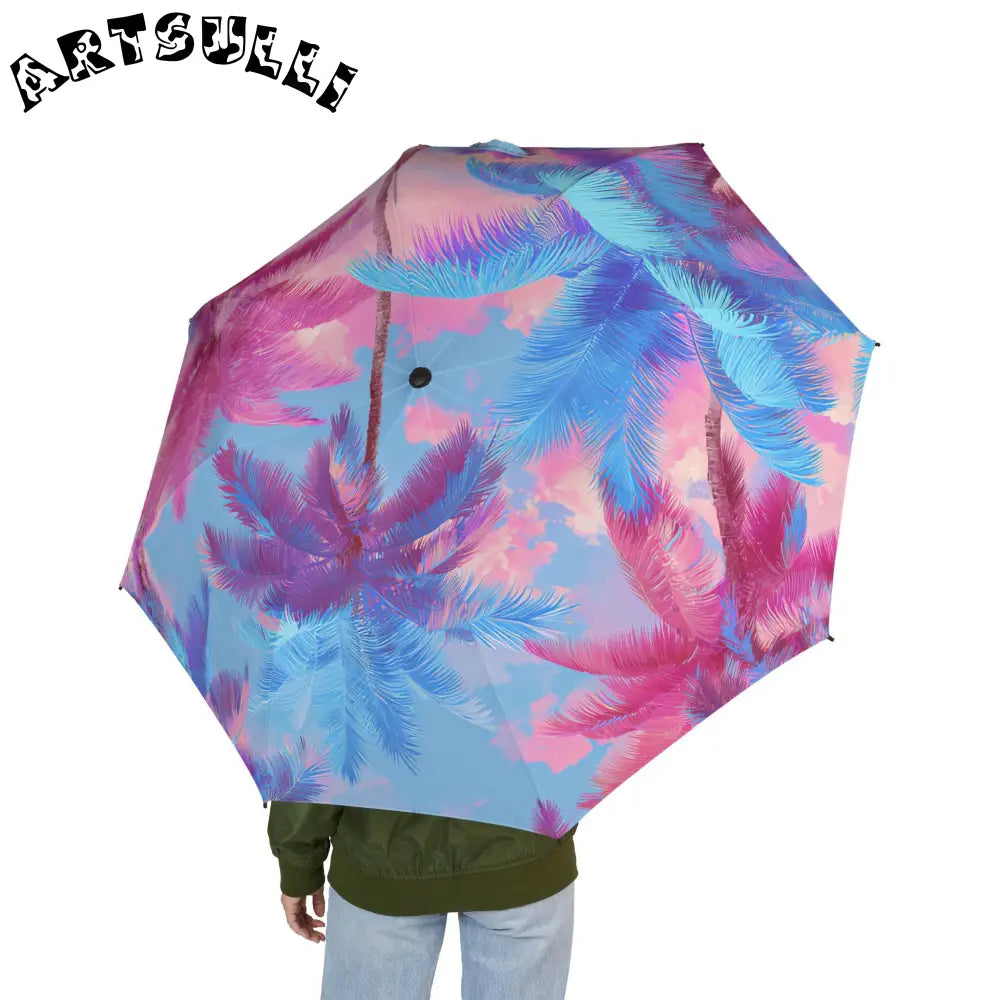 JAKKOUTTHEBXX Ethereal Pastel Palms Semi-Automatic Foldable Umbrella