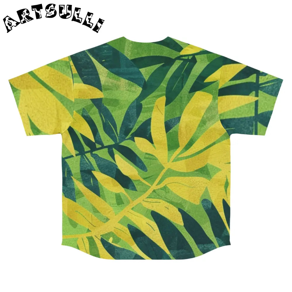 JAKKOUTTHEBXX Tropical Leaf Print Baseball Jersey JAKKOUTTHEBXX