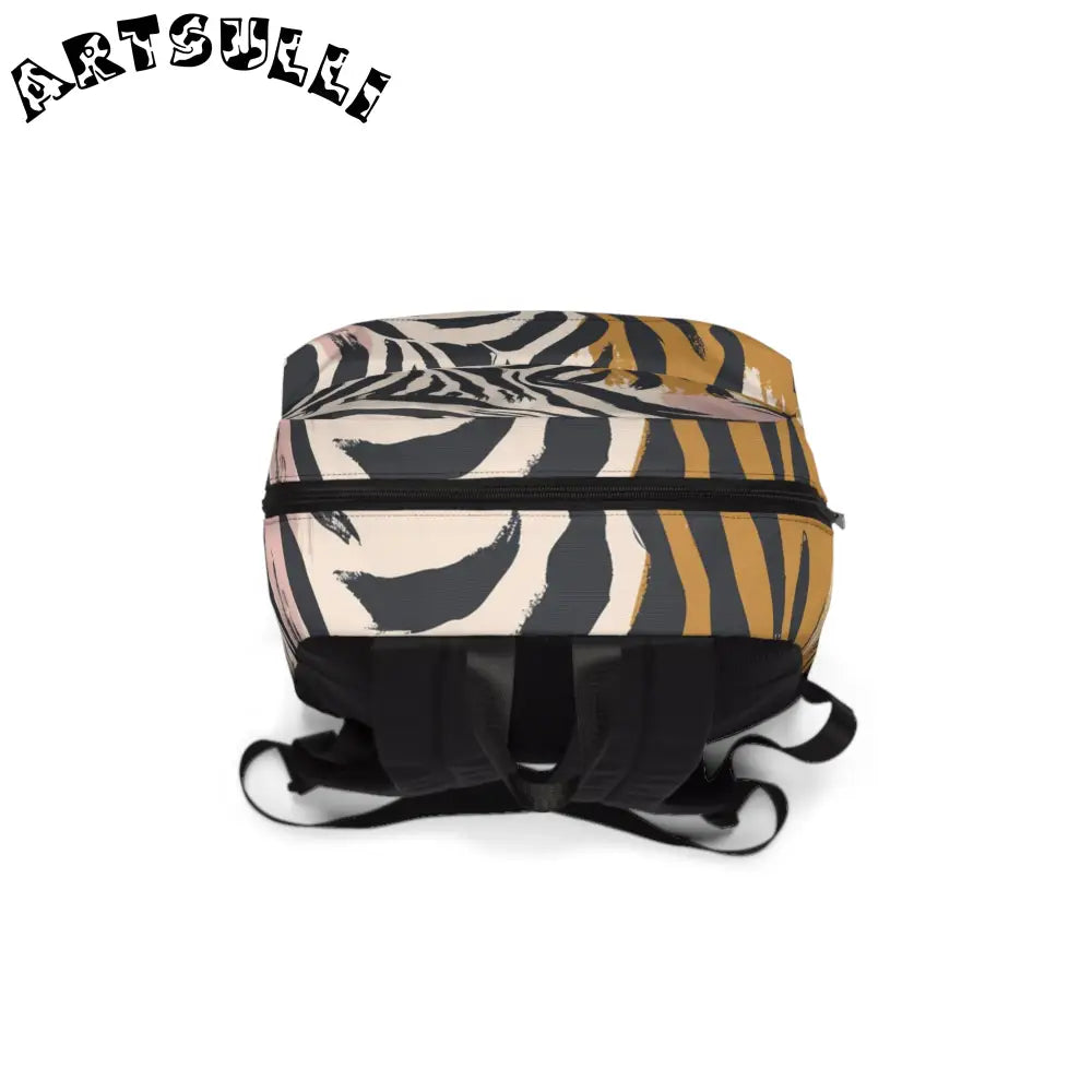 JAKKOUTTHEBXX Beige Zebra Jungle Flats Unisex Classic Backpack