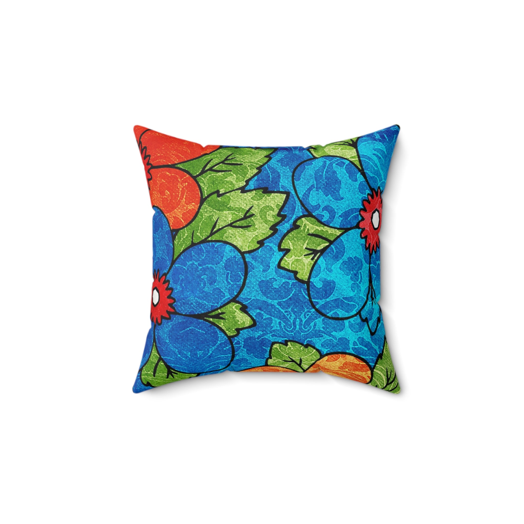 Blue Orange Groovy Spun Polyester Square Pillow, Artsulli - Art is Long, Life is Short, Home Decor, Size, 14" × 14", , , , , 21660582514730611994