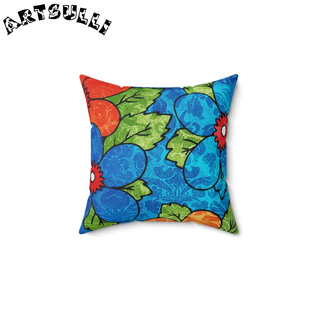 Blue Orange Groovy Spun Polyester Square Pillow, Artsulli - Art is Long, Life is Short, Home Decor, Size, 14" × 14", , , , , 21660582514730611994