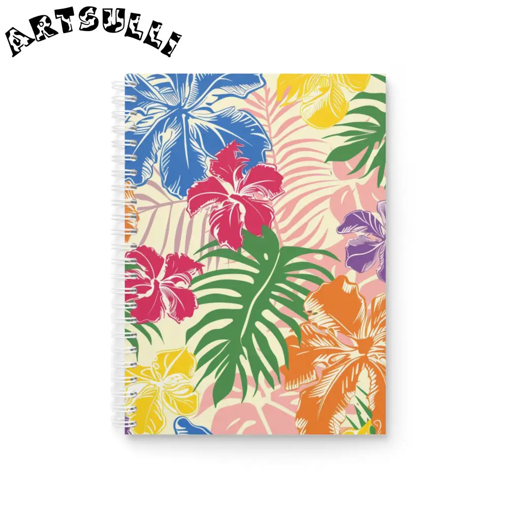 Blooming Tropical Flowers Spiral Notebook, Artsulli - Art is Long, Life is Short, Paper products, Size, One Size, , , , , 17217795736104133976