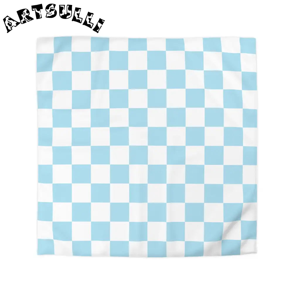 JAKKOUTTHEBXX Checkerboard Sky Blue Microfiber Duvet Cover