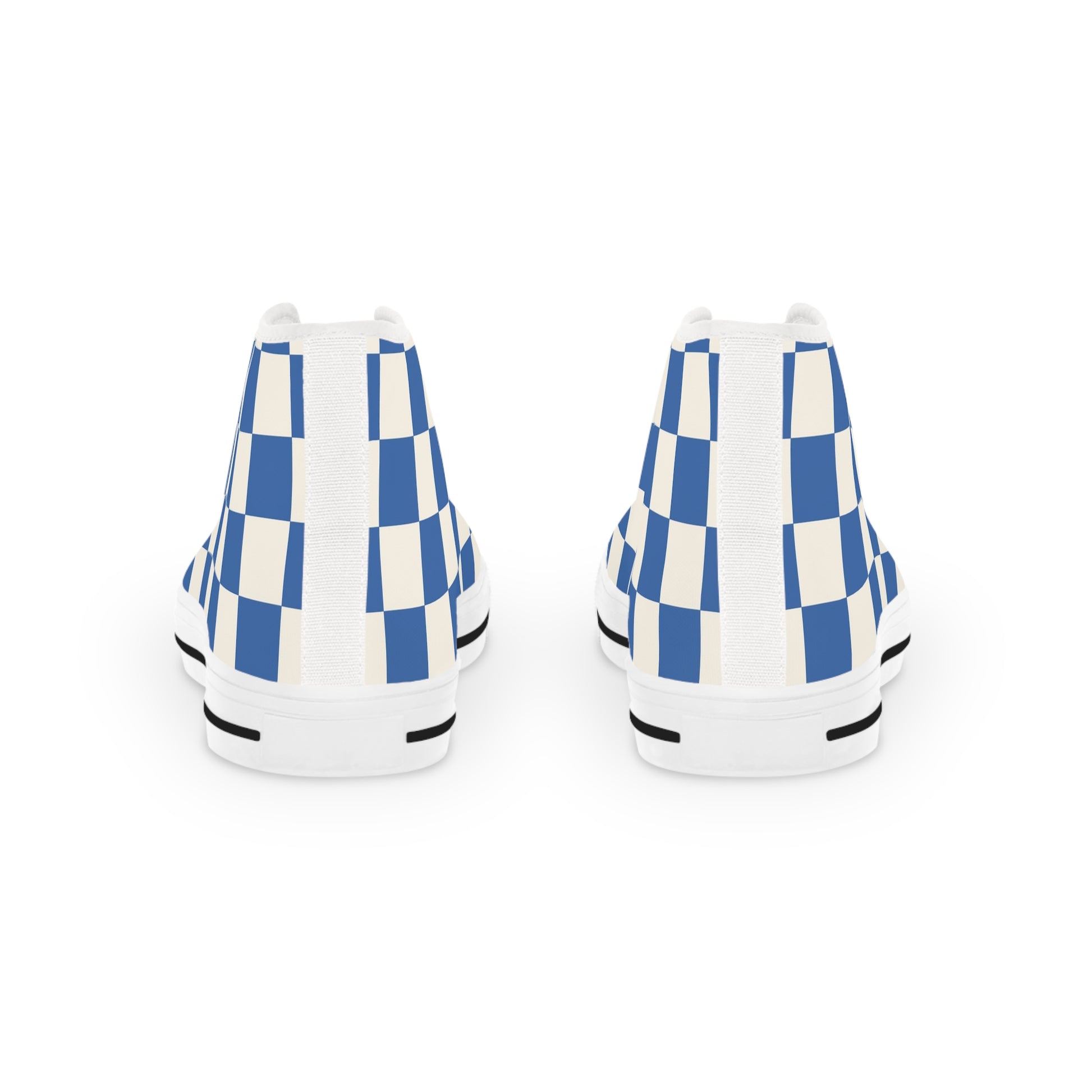 Checkerboard Blue Men's High Top Sneakers, Artsulli - Art is Long, Life is Short, Shoes, , , , , , , 