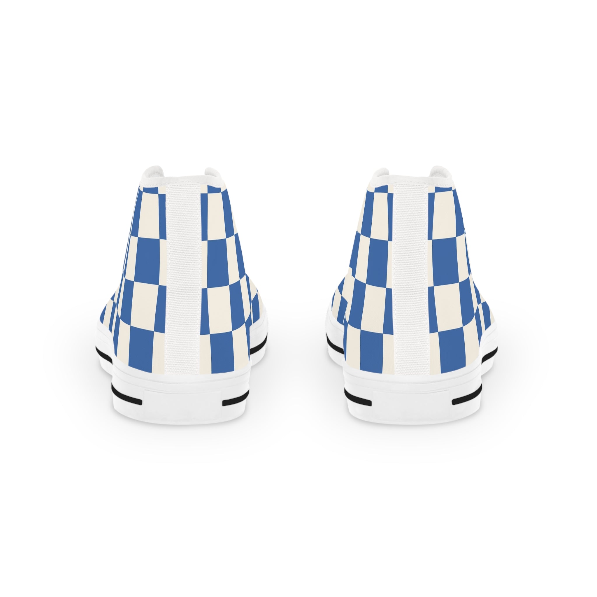 Checkerboard Blue Men's High Top Sneakers, Artsulli - Art is Long, Life is Short, Shoes, , , , , , , 