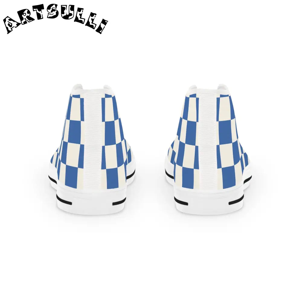 JAKKOUTTHEBXX Checkerboard Blue Men’s High Top Sneakers