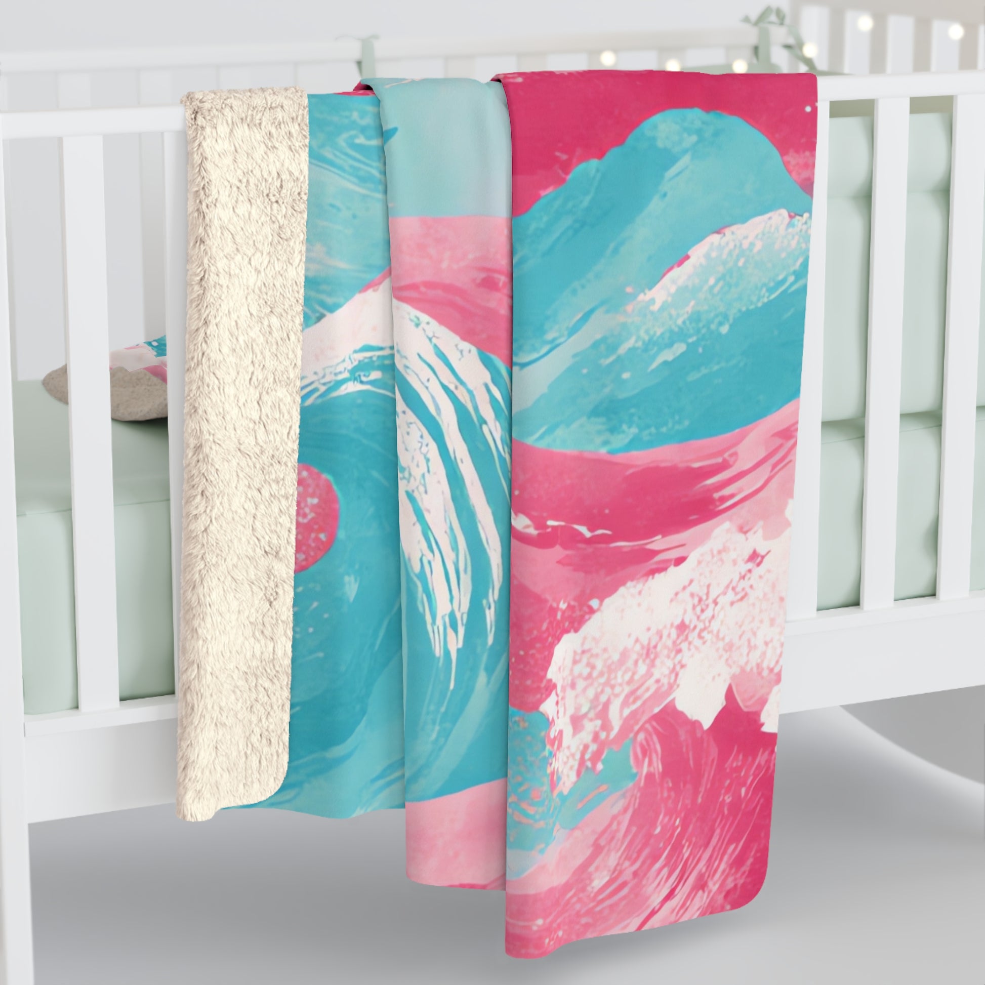 The Great Pastelwave Pink and Blue Sherpa Fleece Blanket, Artsulli - Art is Long, Life is Short, Home Decor, , , , , , , 