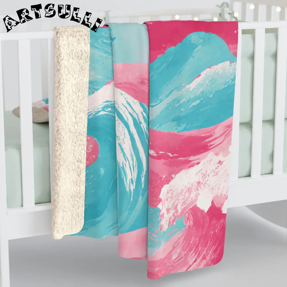 JAKKOUTTHEBXX The Great Pastelwave Pink and Blue Sherpa Fleece