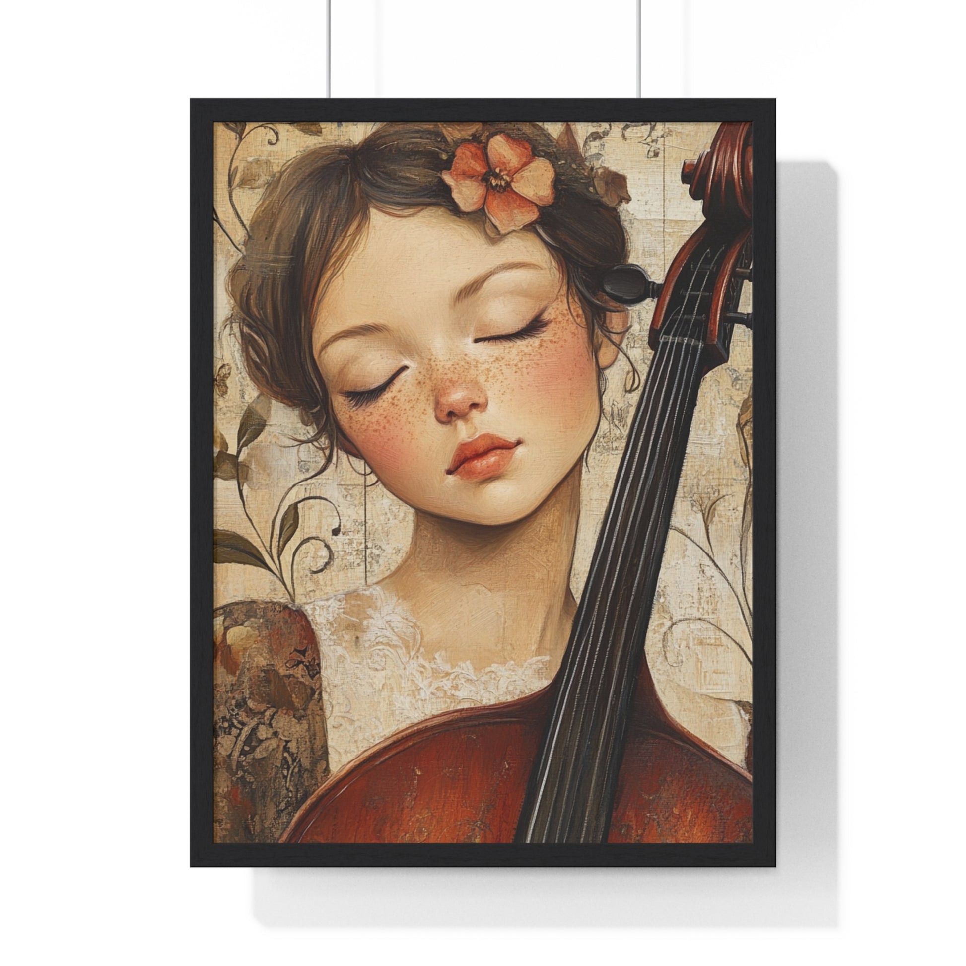 Girl With A Violin II Vertical Framed Poster, Artsulli - Art is Long, Life is Short, Poster, Size, 18″ x 24″, Color, Black, , , 53909985074828542128
