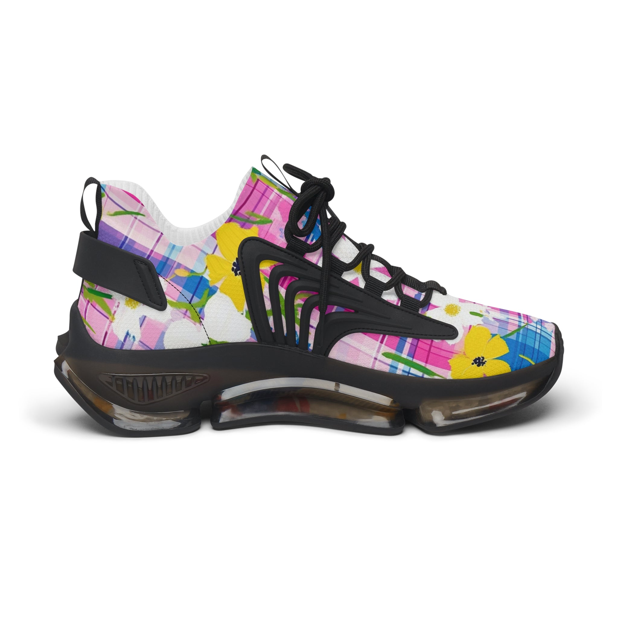 Plaid Garden Pink and Purple Women's Mesh Sneakers, Artsulli - Art is Long, Life is Short, Shoes, , , , , , , 